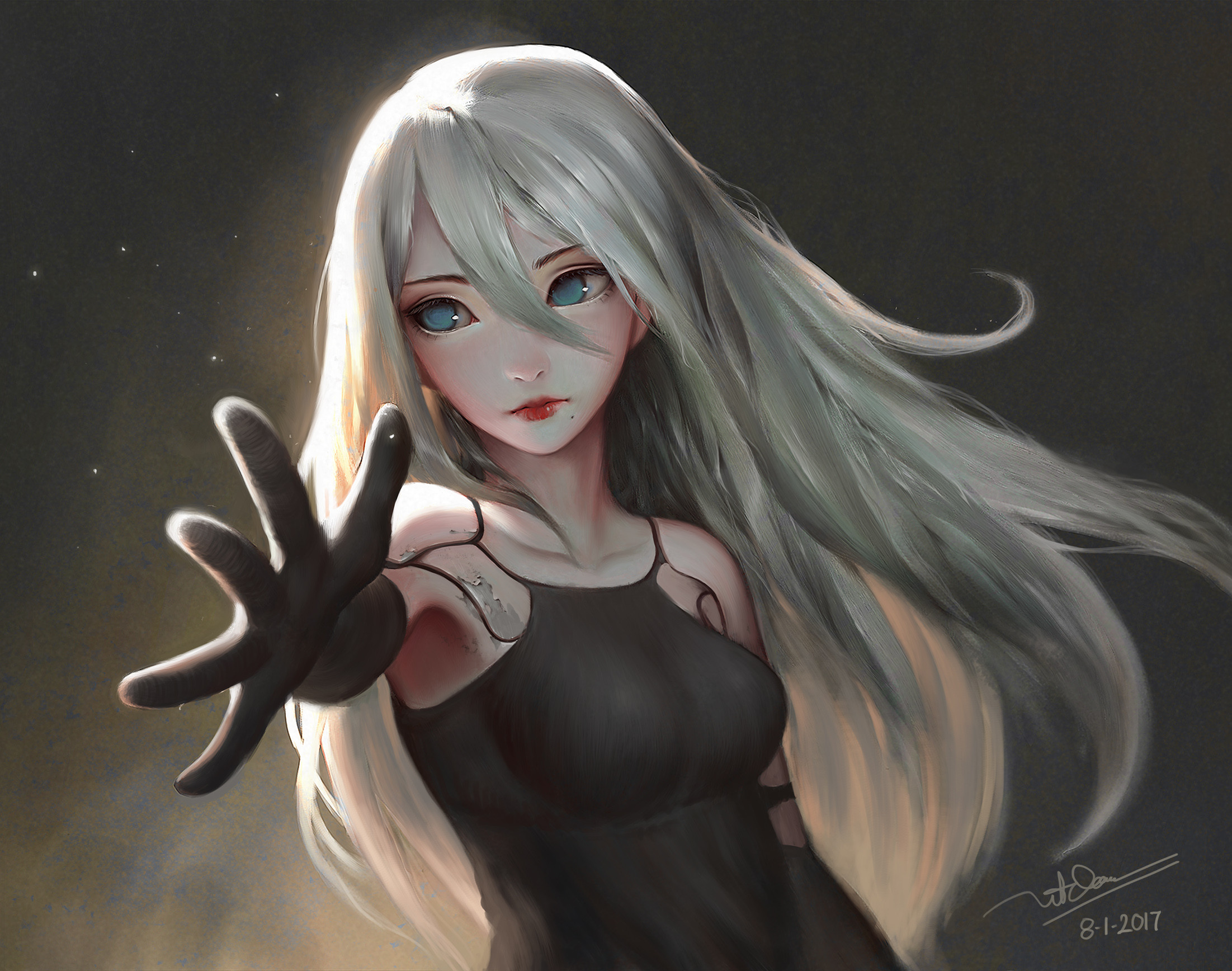 white-haired anime character illustration 2B (Nier: Automata) Nier