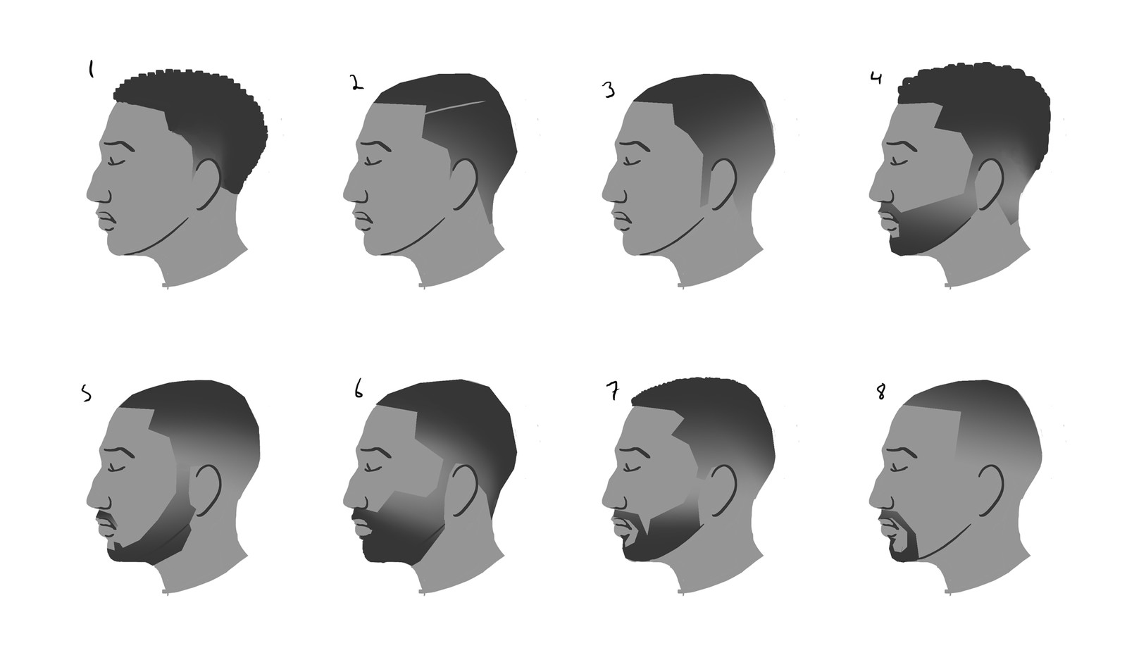 hair and beard study