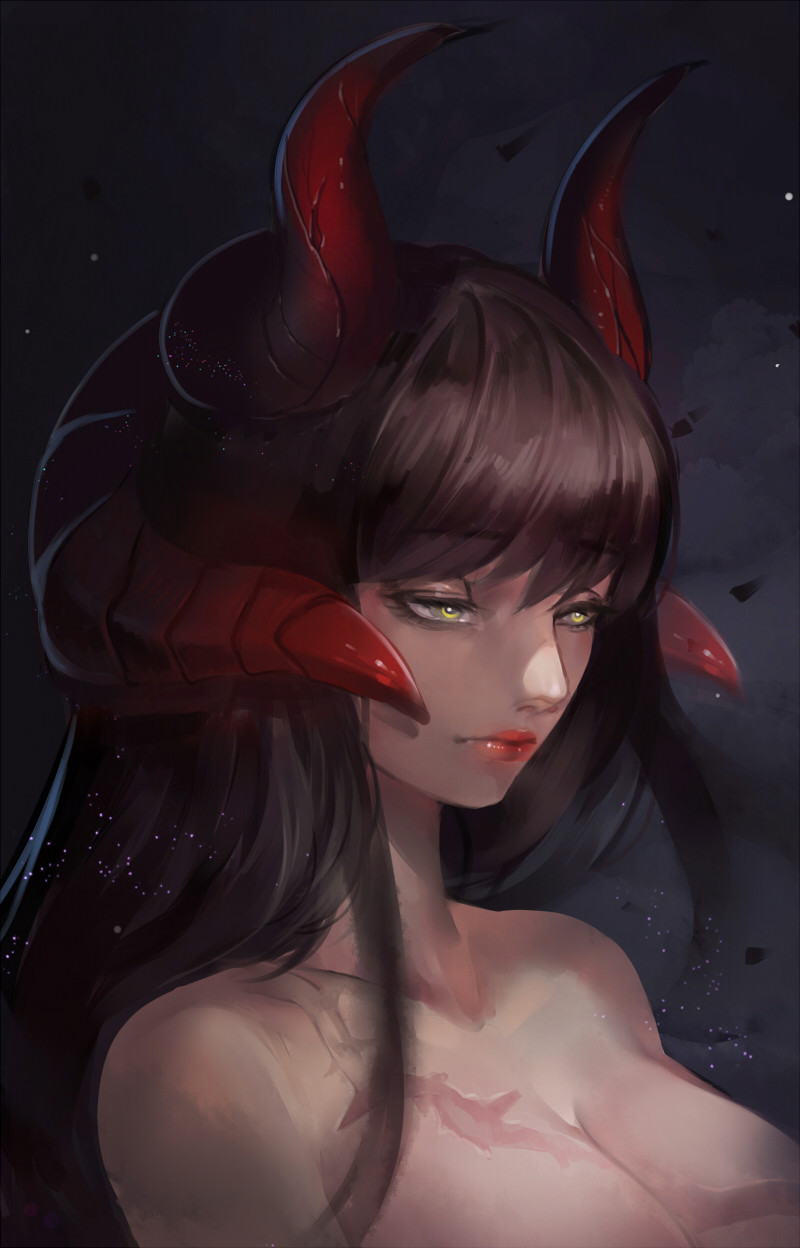 Artstation Portrait Demon Girl Hanh Chu