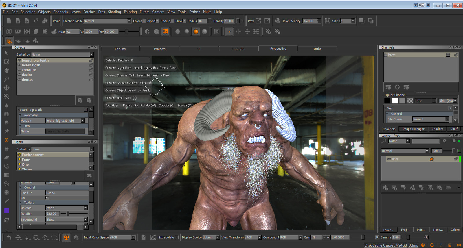 work in progress
texturing on Mari
