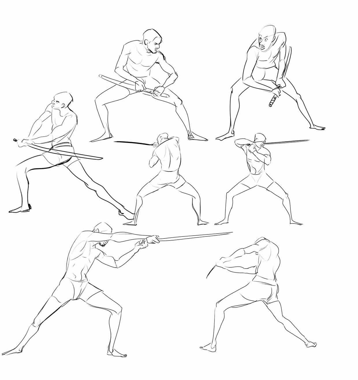Anime Fighting Poses - Free Drawing References