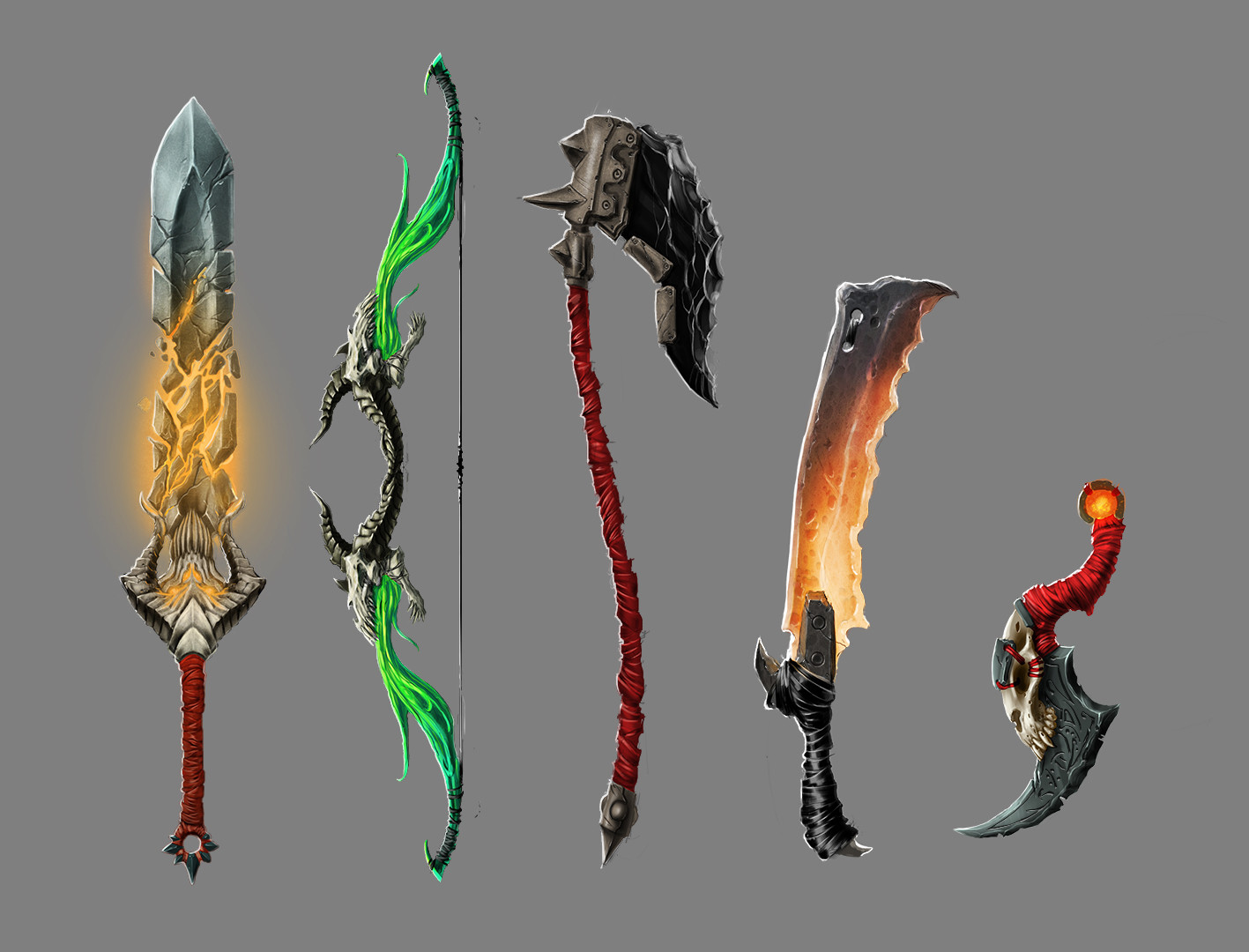 Concepts for all weapons. Zbrush Modeling next.