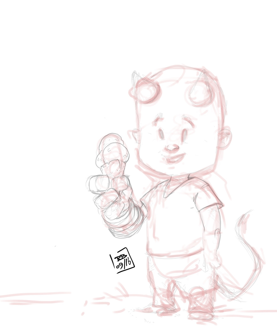 Hellboy's Childhood _ first sketch