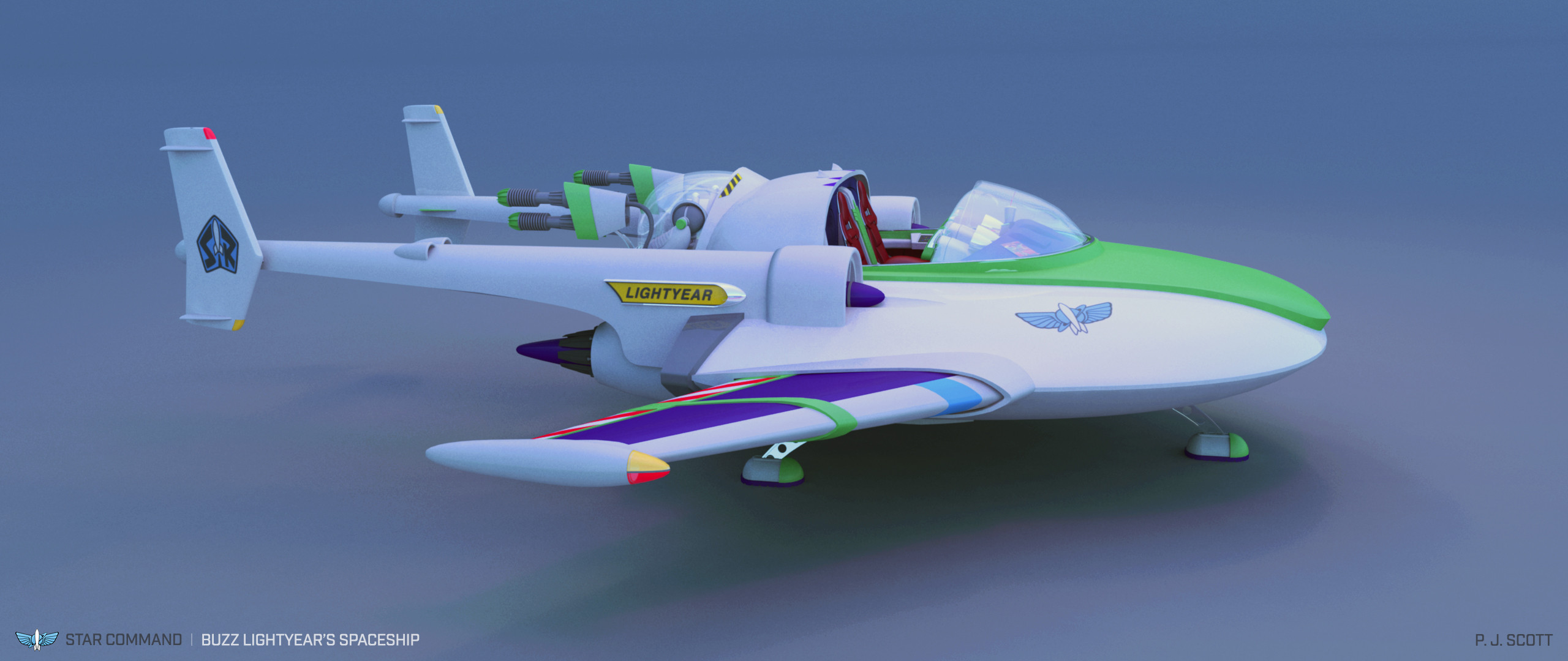 buzz lightyear spaceship sit in