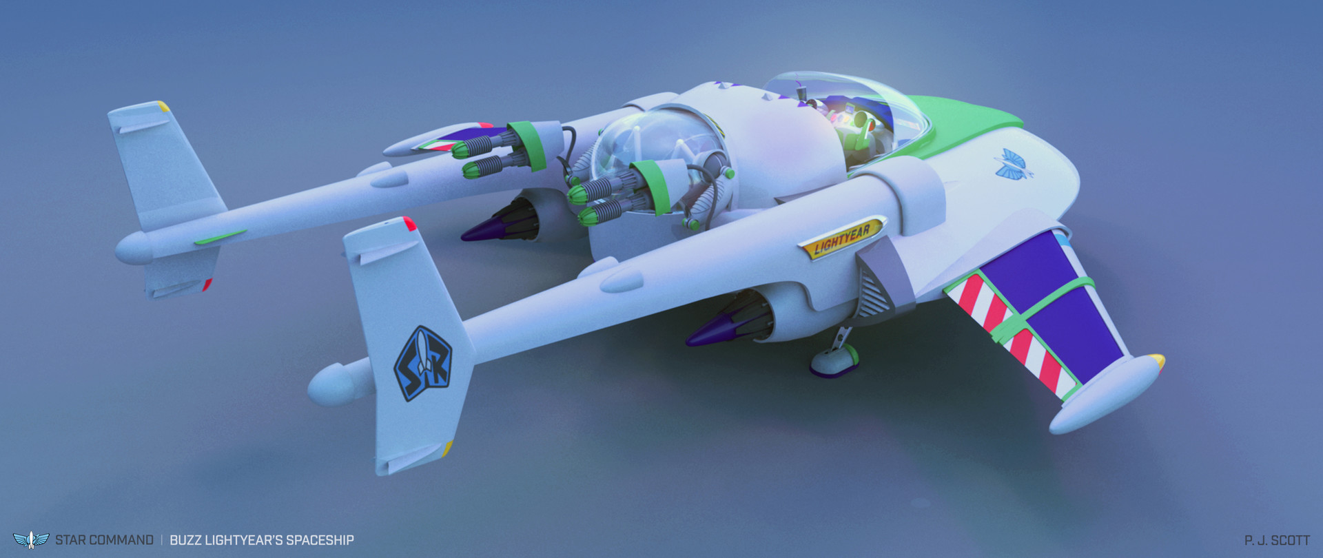 buzz lightyear spaceship sit in