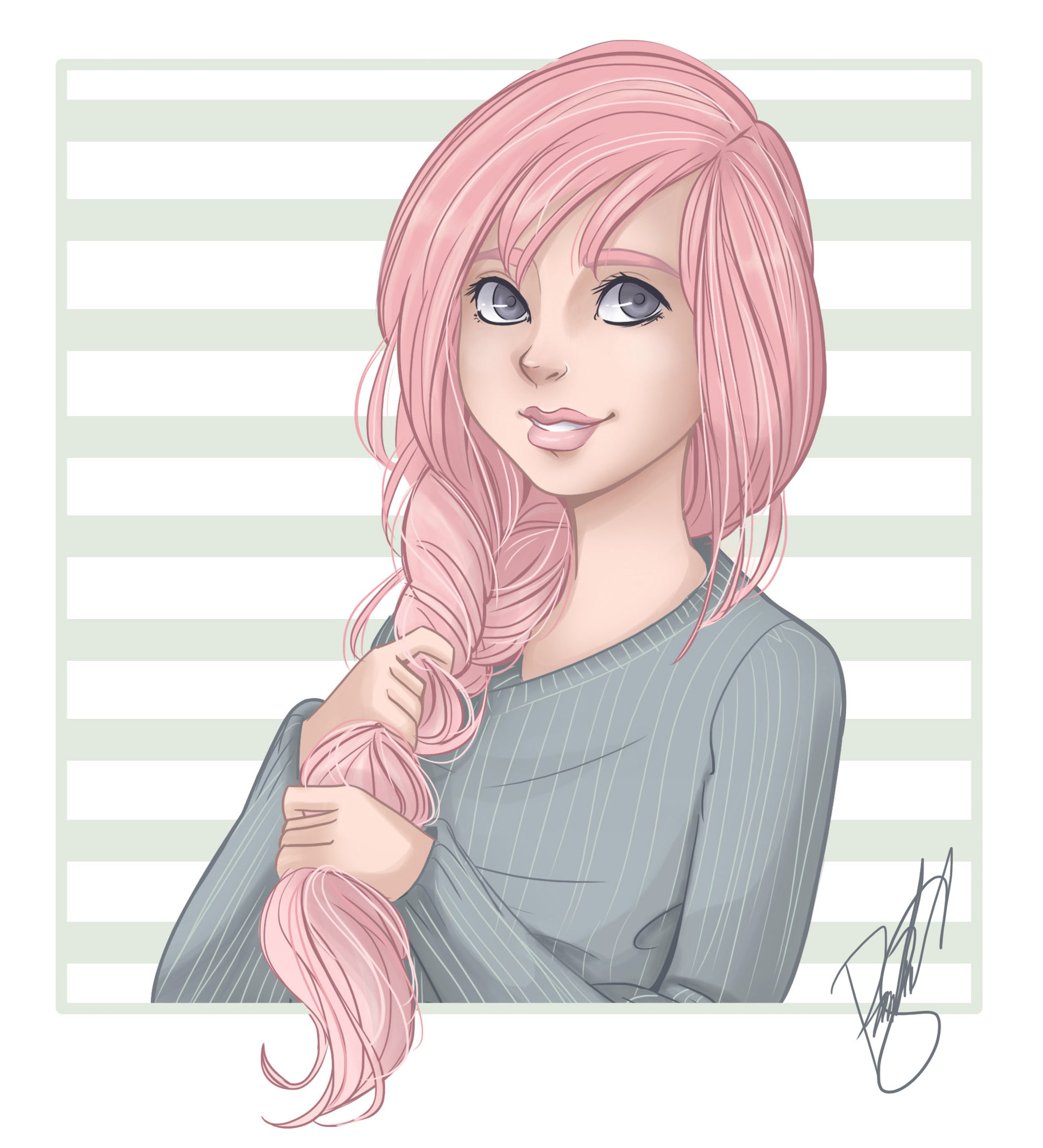 Розовая нарисованная девочка