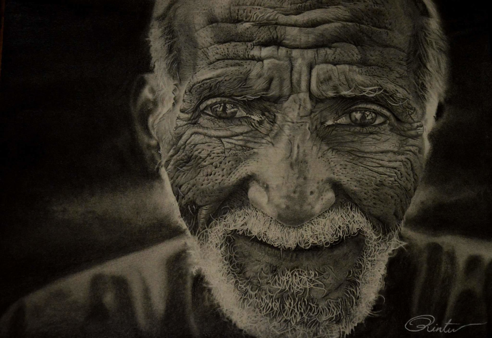 realistic old man drawing