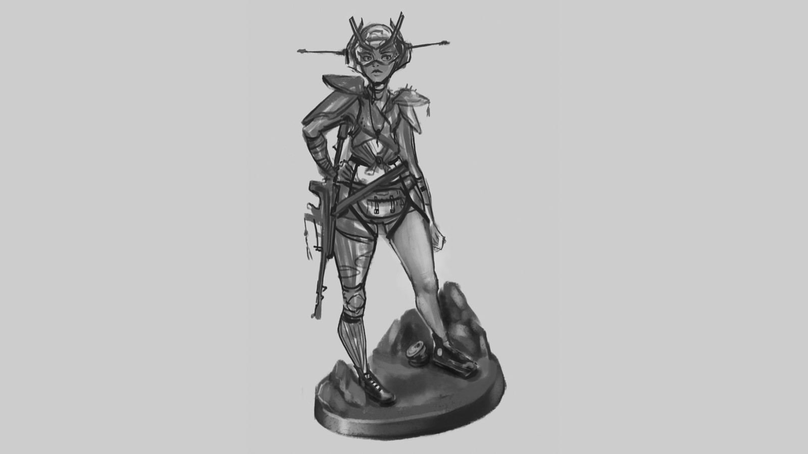 2D concept. had fun designing the retrofuture-y helmet