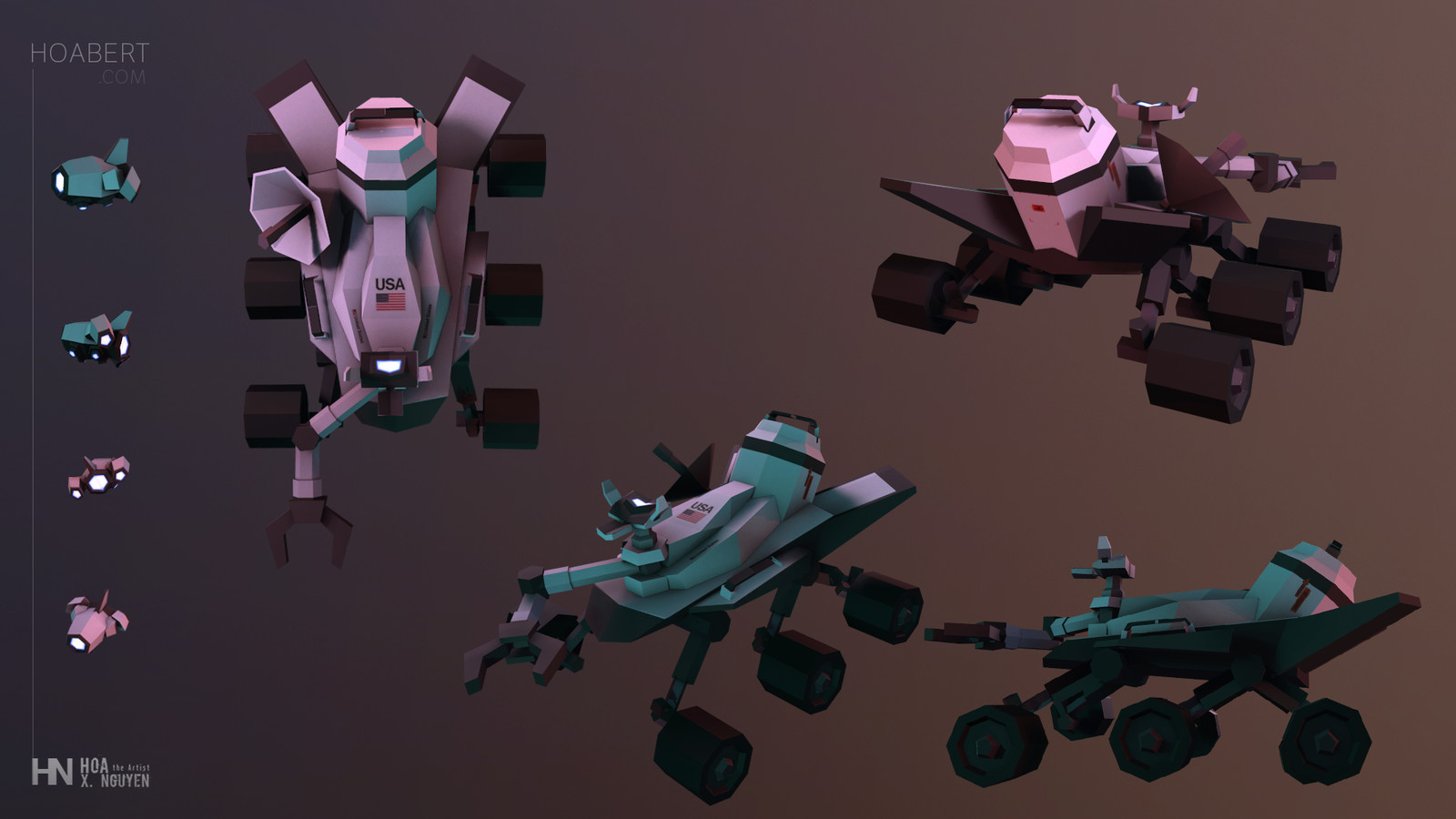 Some shots of the rover. I had a lot of fun designing the base and pod. 