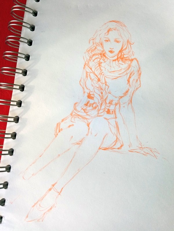 sketch in the subway train