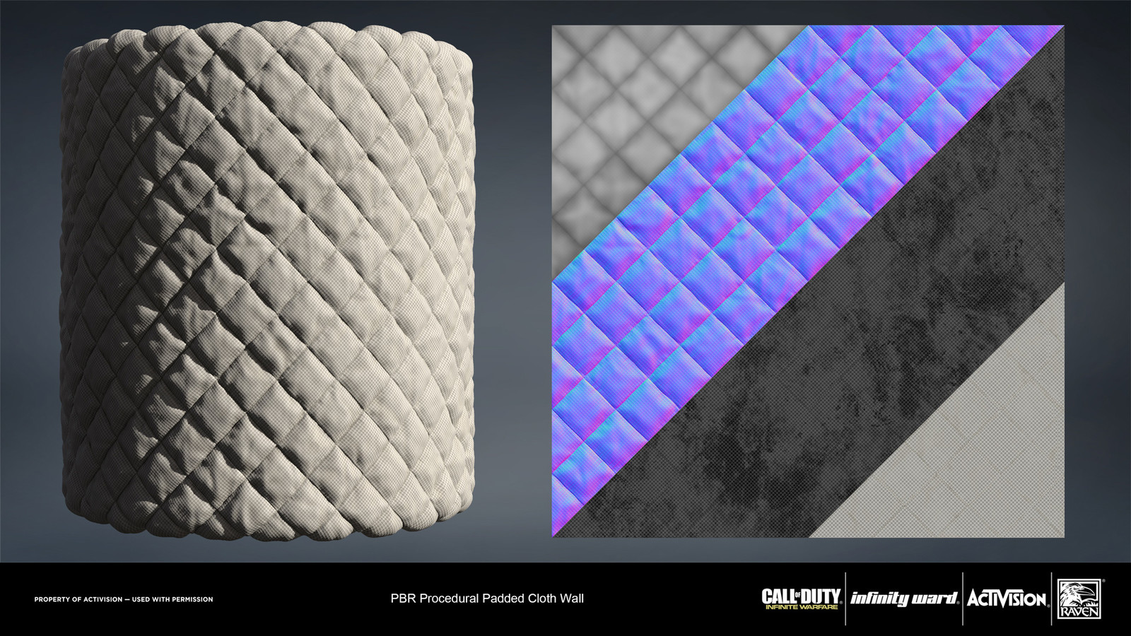 Cloth padded wall. Created entirely in Substance Designer.