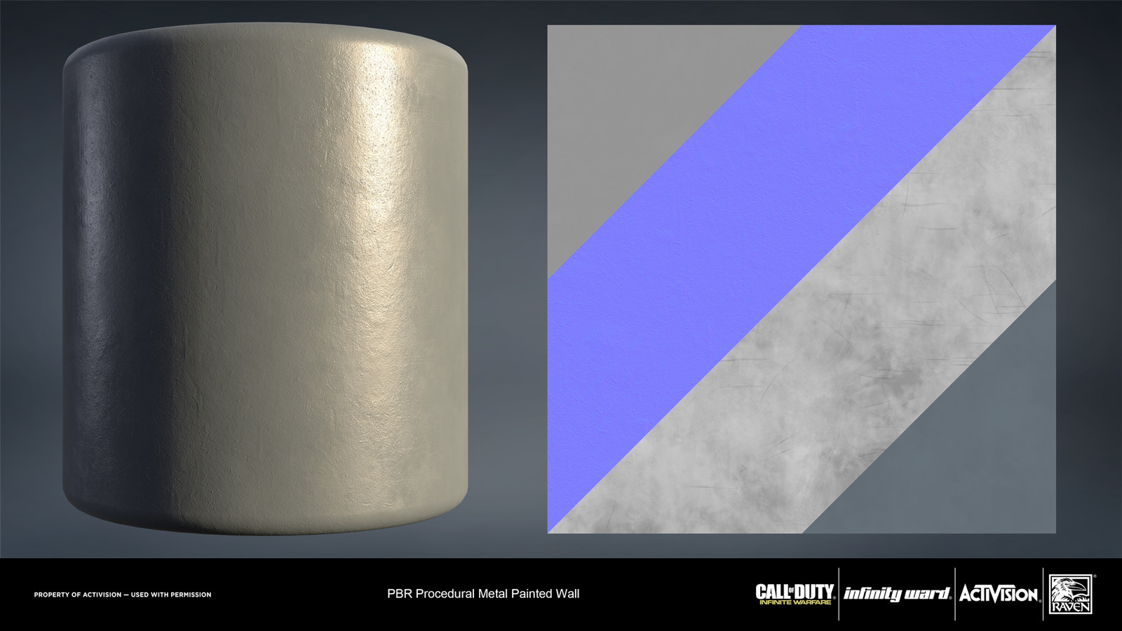 Metal painted wall material. Created entirely in Substance Designer.