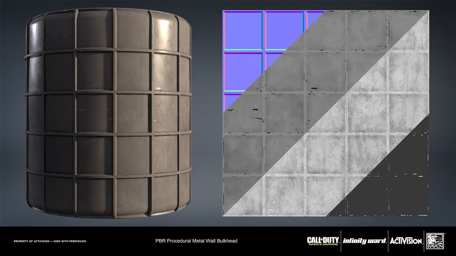 Metal painted bulkhead material. Created entirely in Substance Designer.