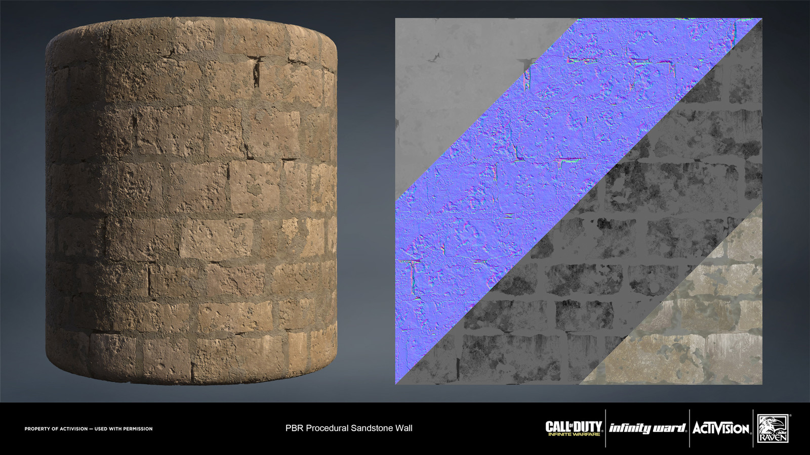 Sandstone wall material. Created entirely in Substance Designer.