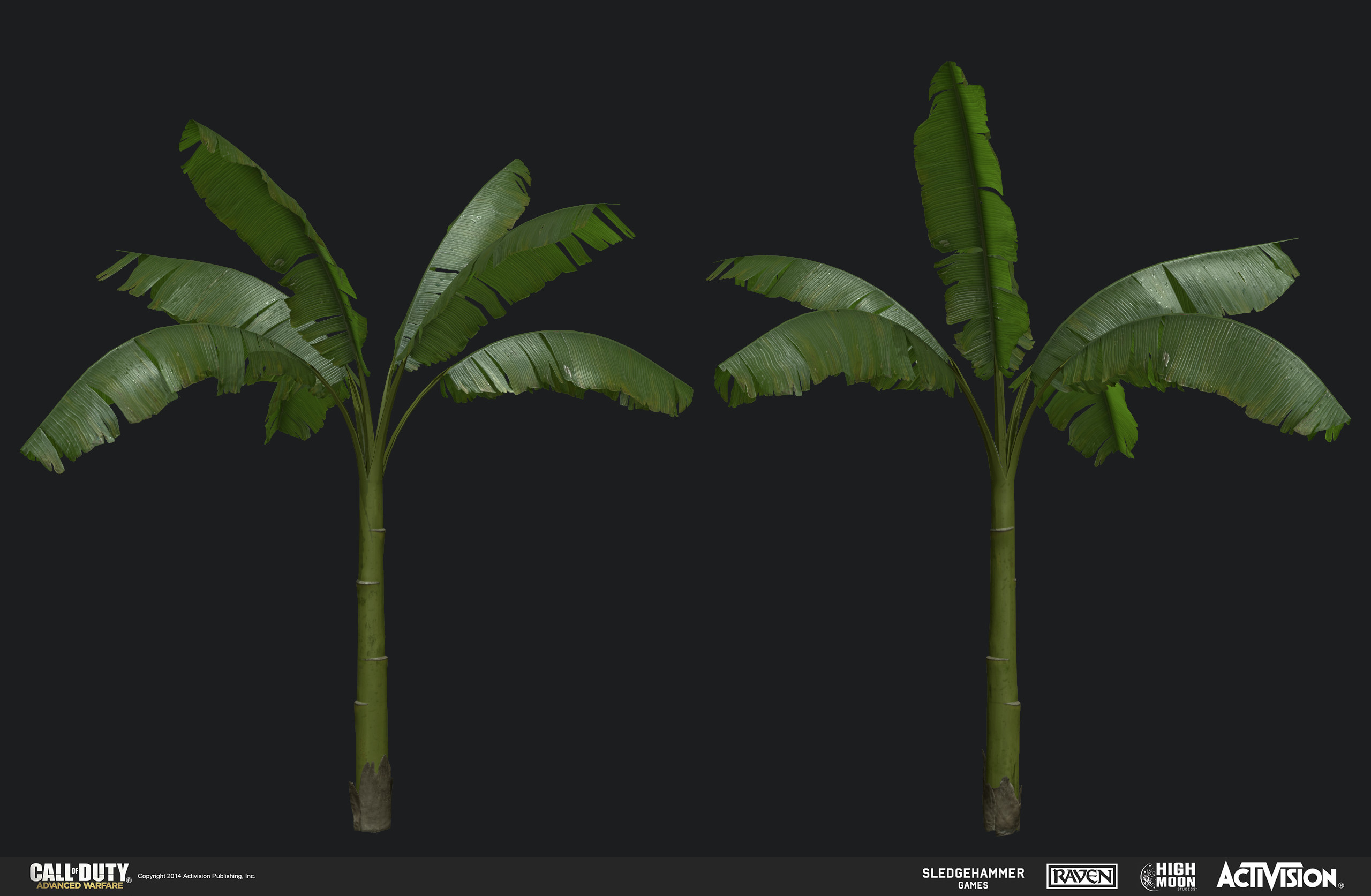 Created "banana plant" for use in "Sentinel" map. Various photo source, hand painting, and high poly methods were using to create this asset.