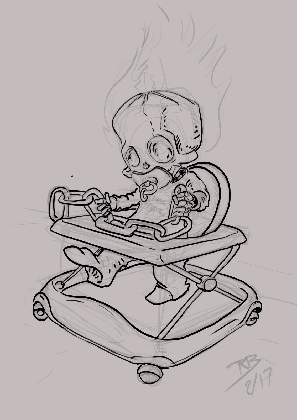 Baby Ghost Rider _ sketch &amp; ink