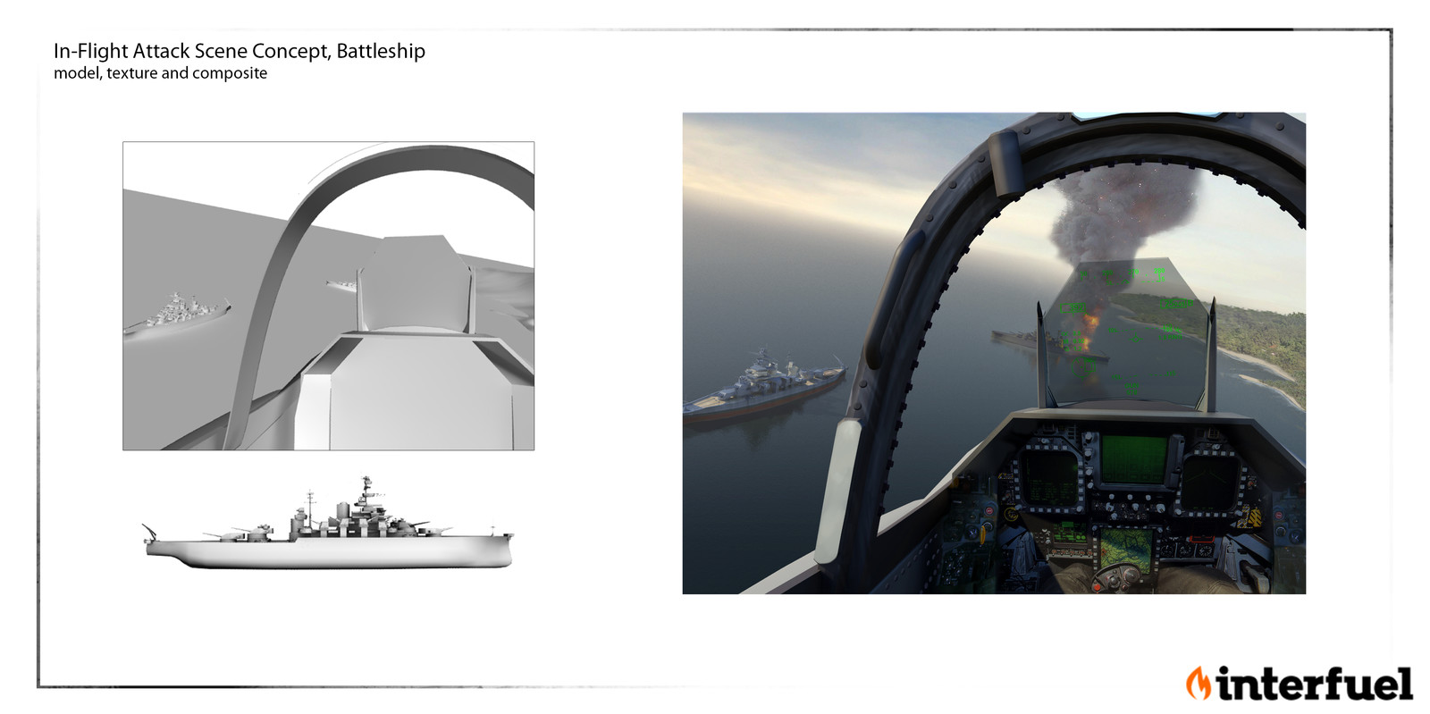 In-Flight attack Scene: Concept , design, model and composite
