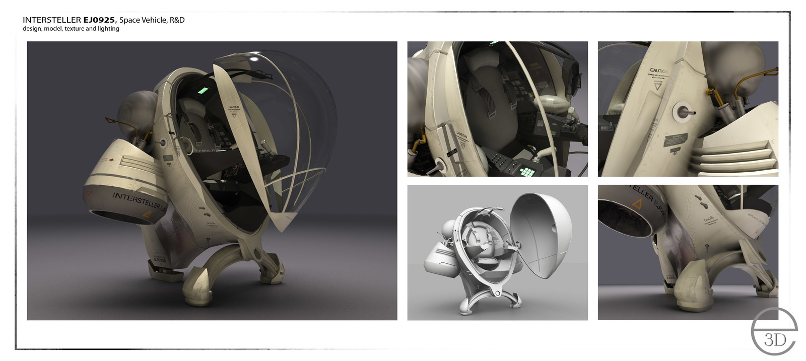 Space vehicle R&amp;D: design, model, texture and light