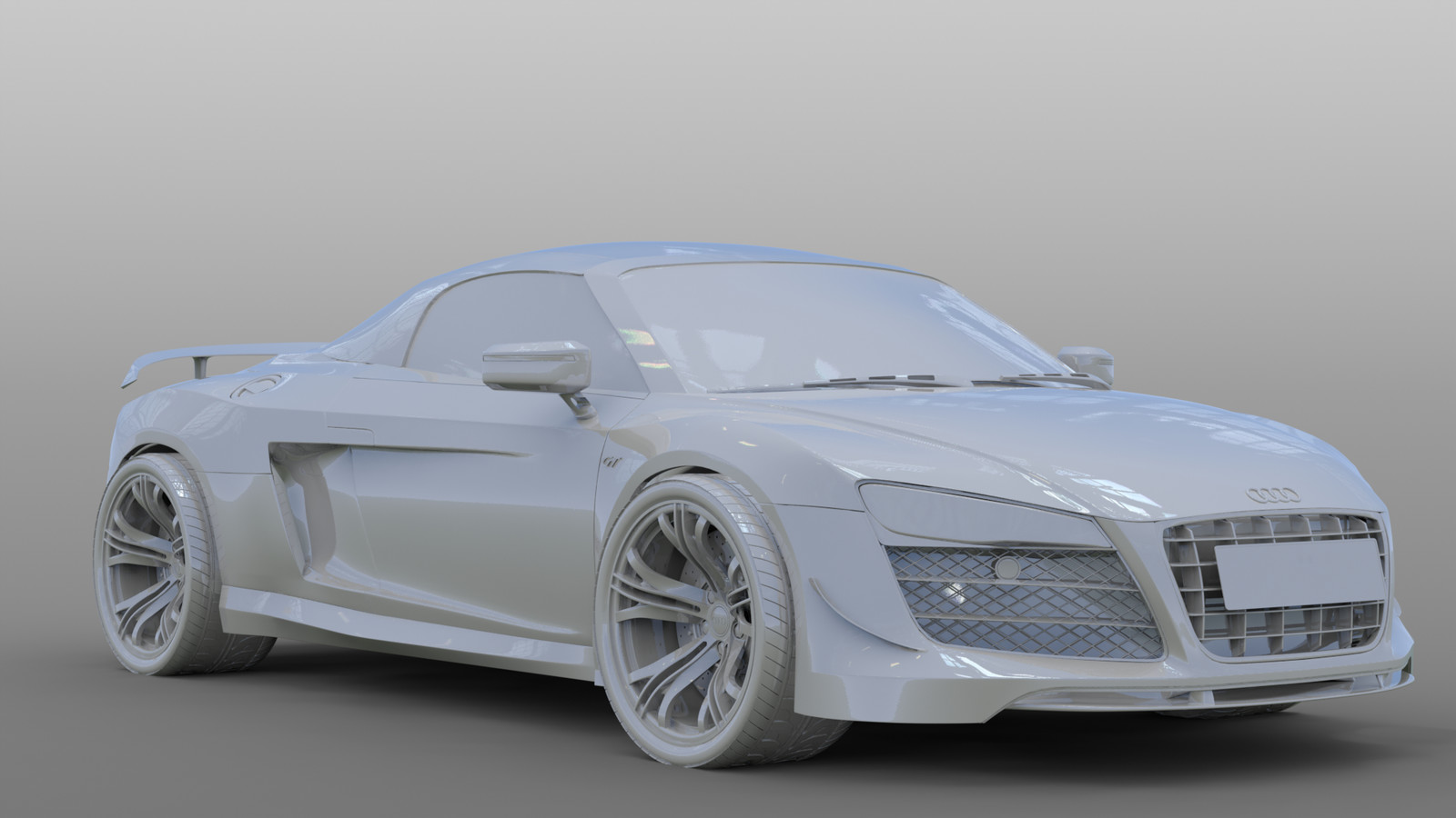 Audi R8 modelling. Front View.
