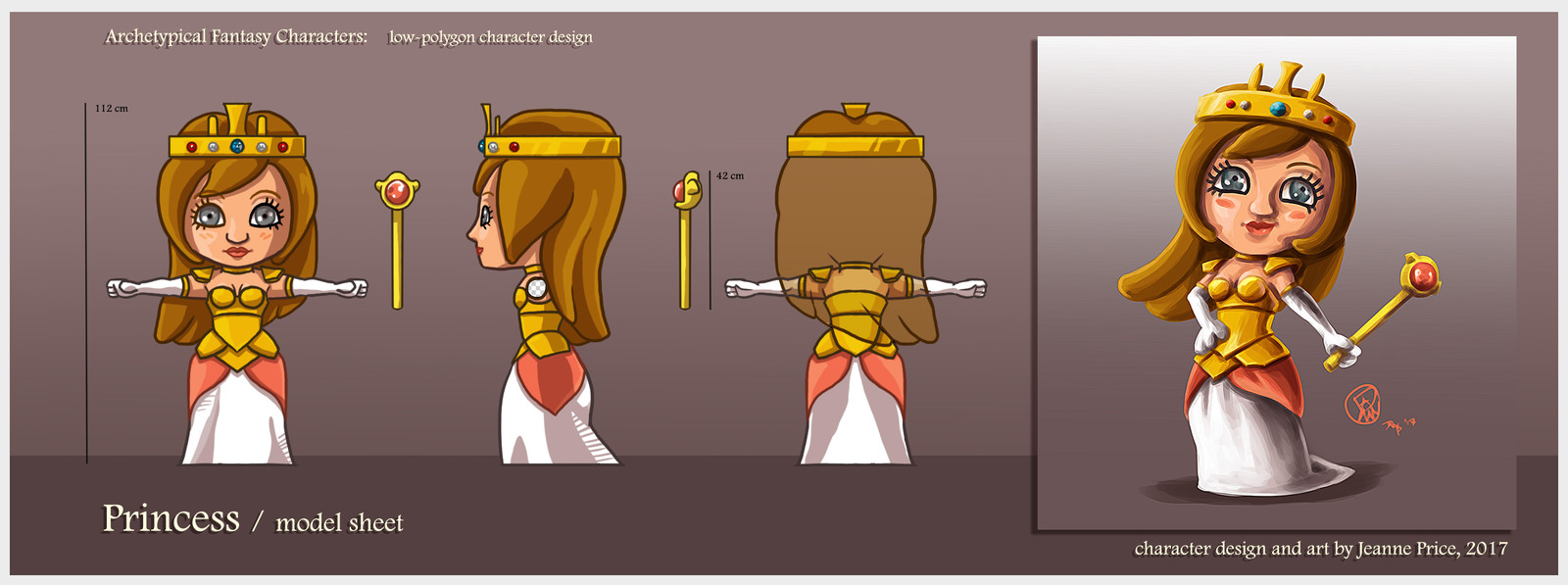 Princess model sheet and key art.