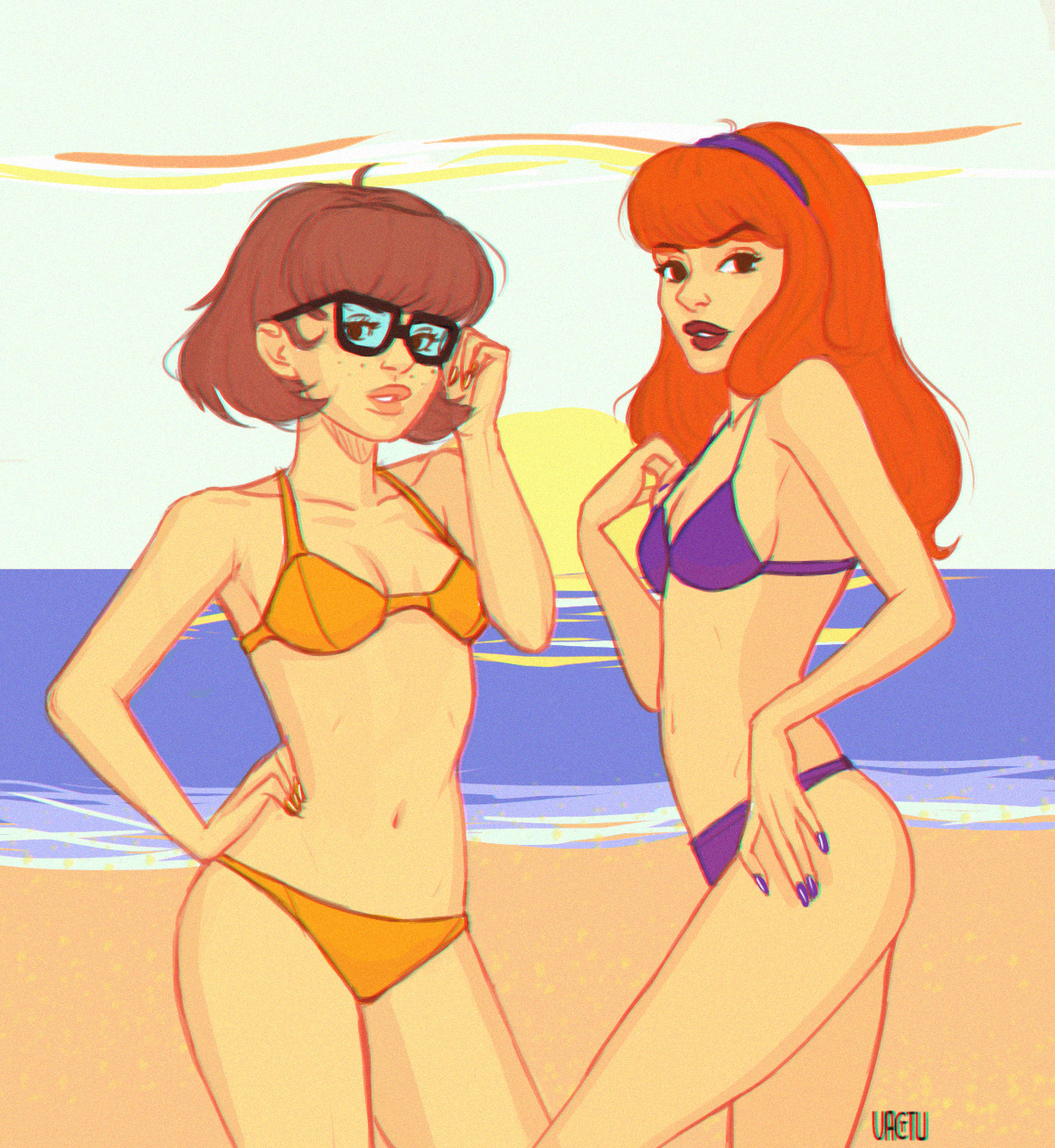 Velma and Daphne at the beach.