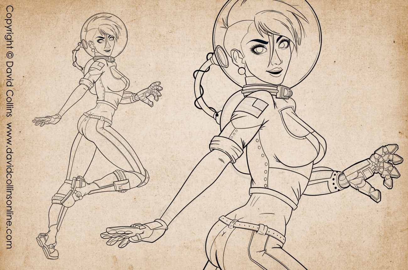 Artstation Spacegirl Pinup Artwork David Collins