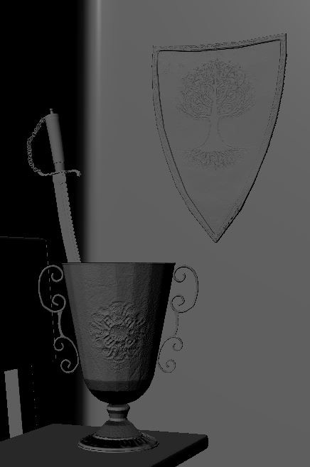 Give me a sword a crest shield on the wall and a pot to hold my deadly cutlass.