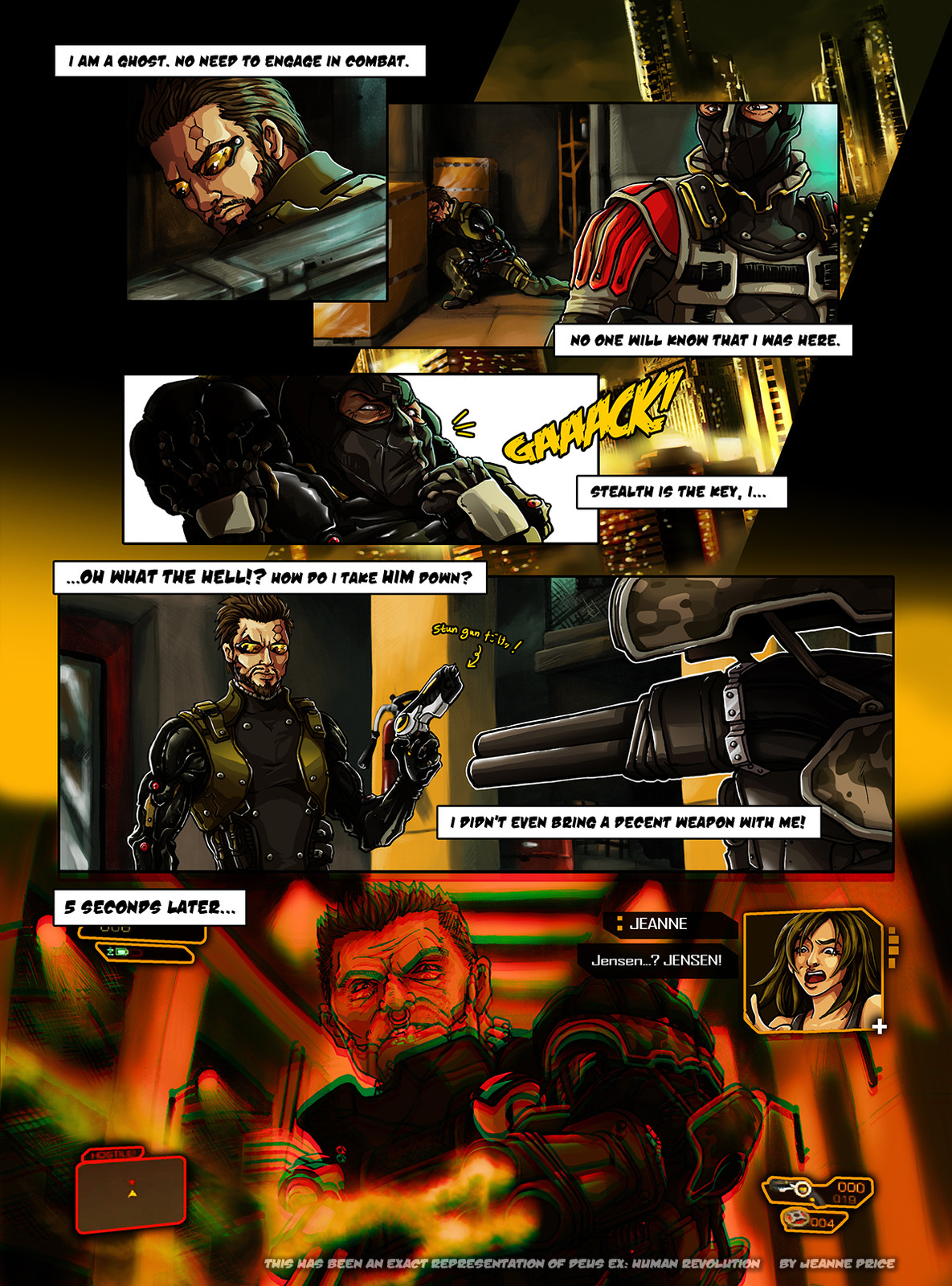 Who was also a 100% stealth player and got their behind handed to them by Barrett?

Deus Ex: Human Revolution, © Square Enix, 2011