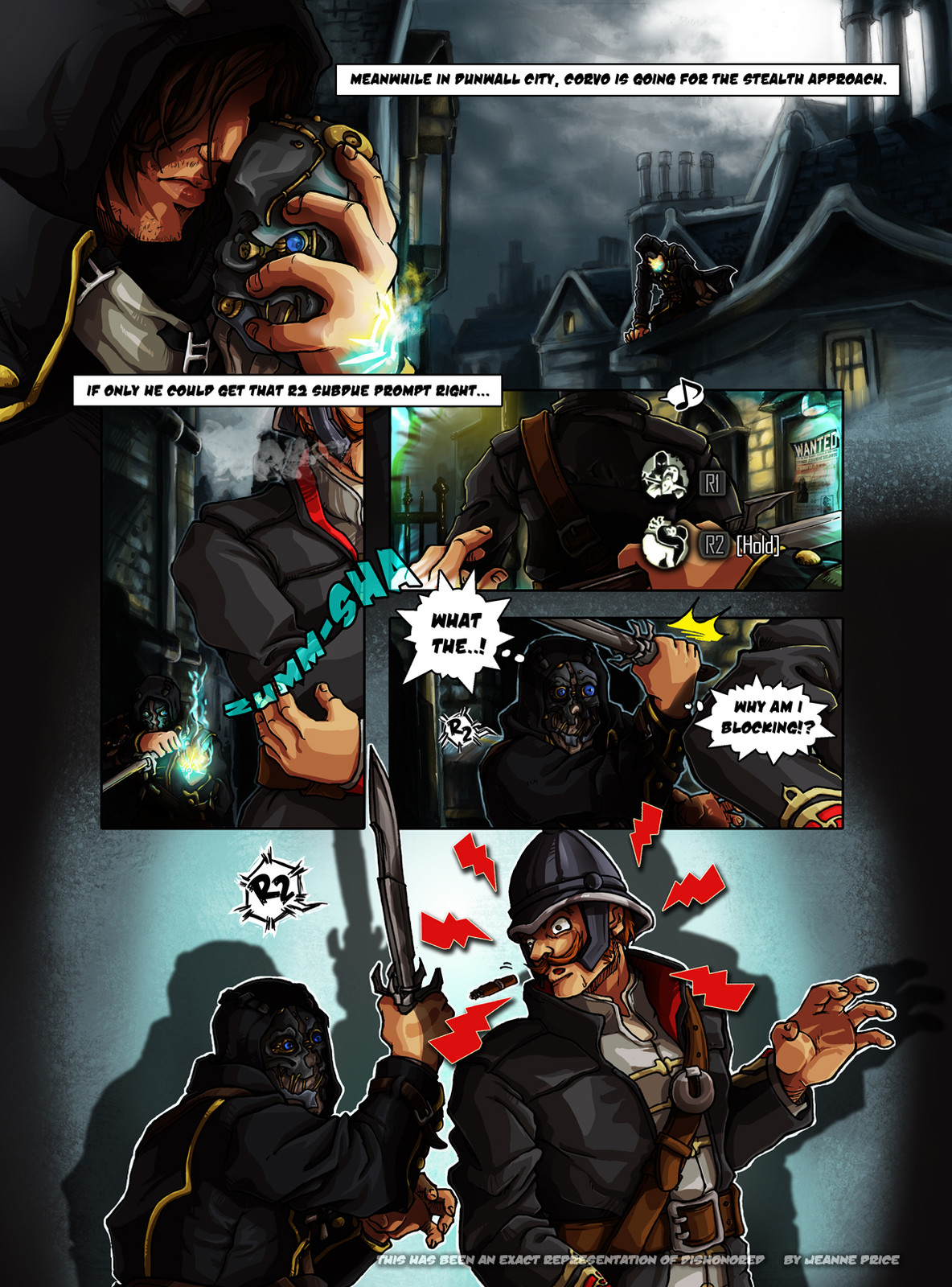 Who else got caught sneaking up on a guard because you thought you were hitting the choke out button and ended up blocking!?
(yep...it happened in Dishonored 2 as well!)

Dishonored © Bethesda, 2012