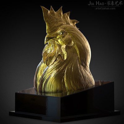 Jia hao 2017 sculpture majesticrooster comp gold