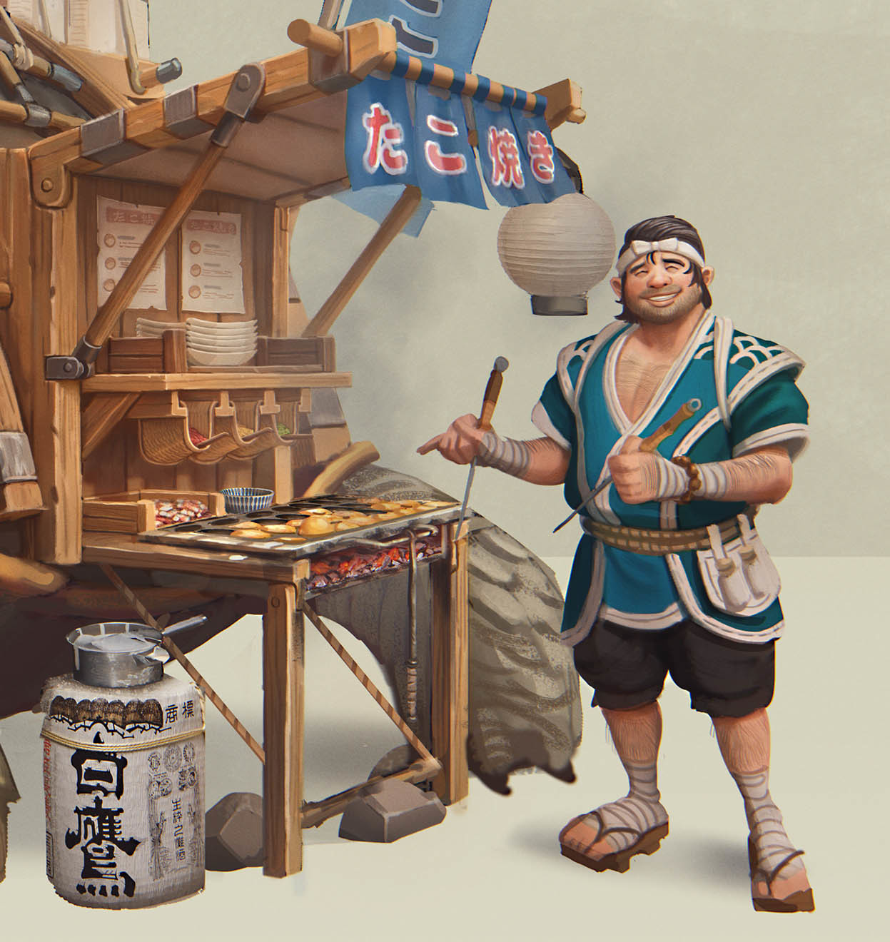 Toshi and his work station