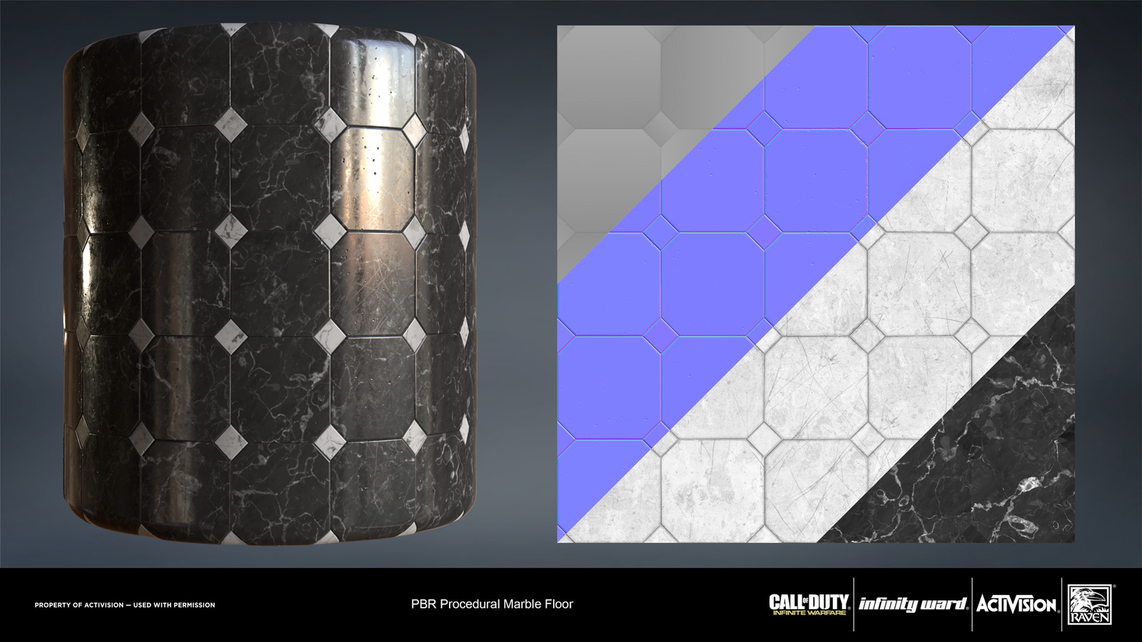 Marble floor material. Created entirely in Substance Designer.
