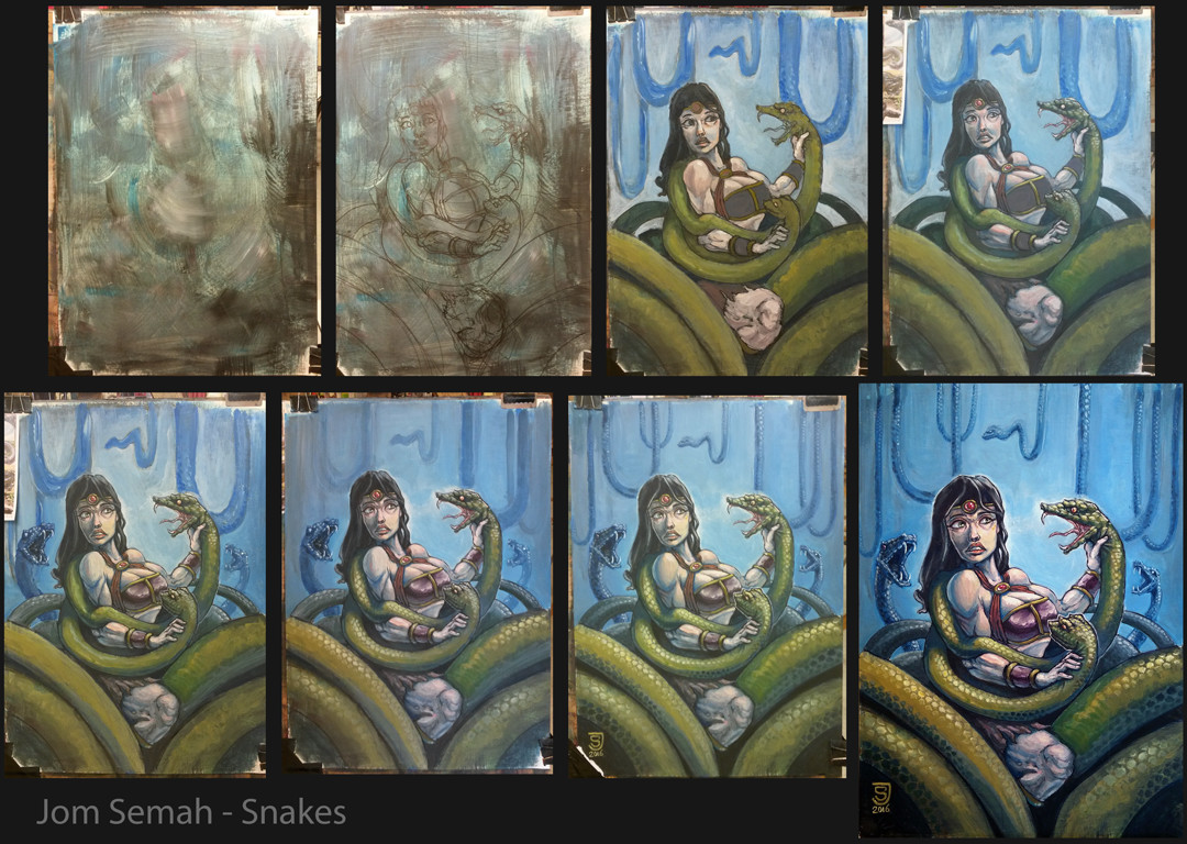 Artstation Snakes Acrylic Painting Jom Semah