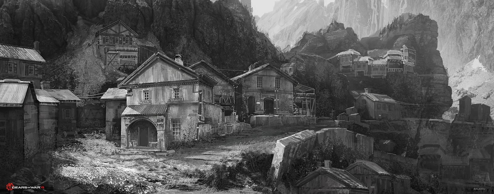 GEARS OF WAR 4 - OUTSIDER VILLAGE - EARLY EXPLORATION SKETCH 01