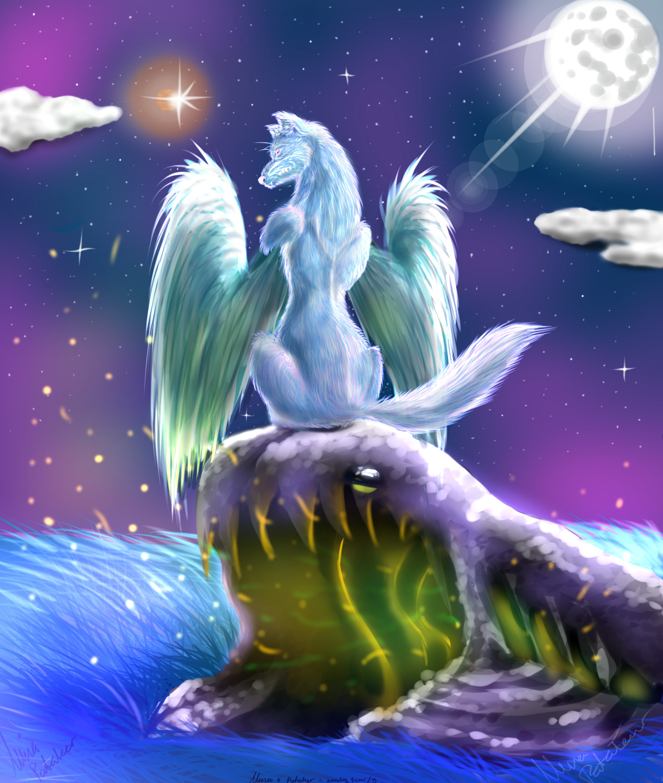 ArtStation - Night sky wolf.