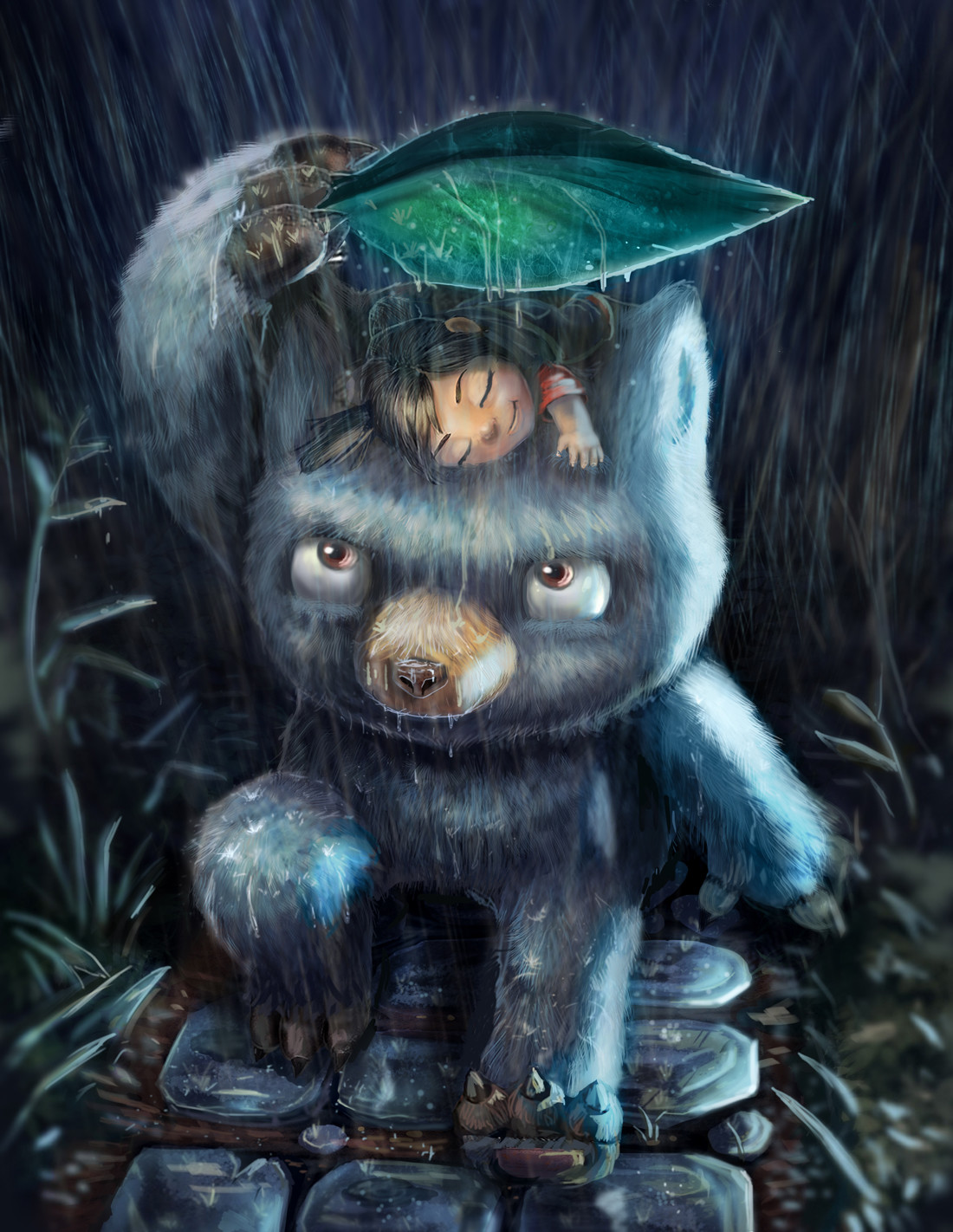 Monster and Girl in the Rain