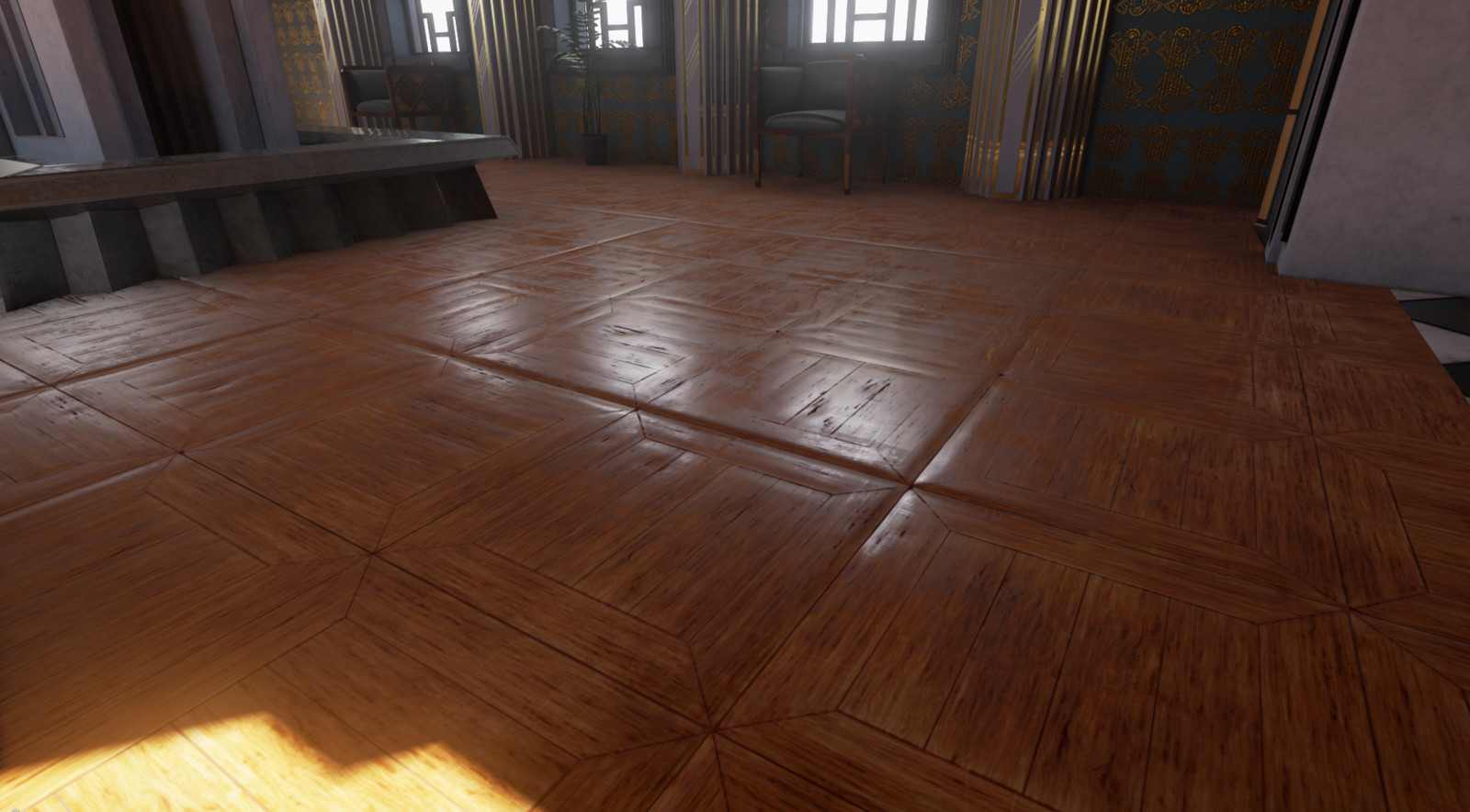 Hand made wood texture in Photoshop. Normals created from heightmap generated of same texture.