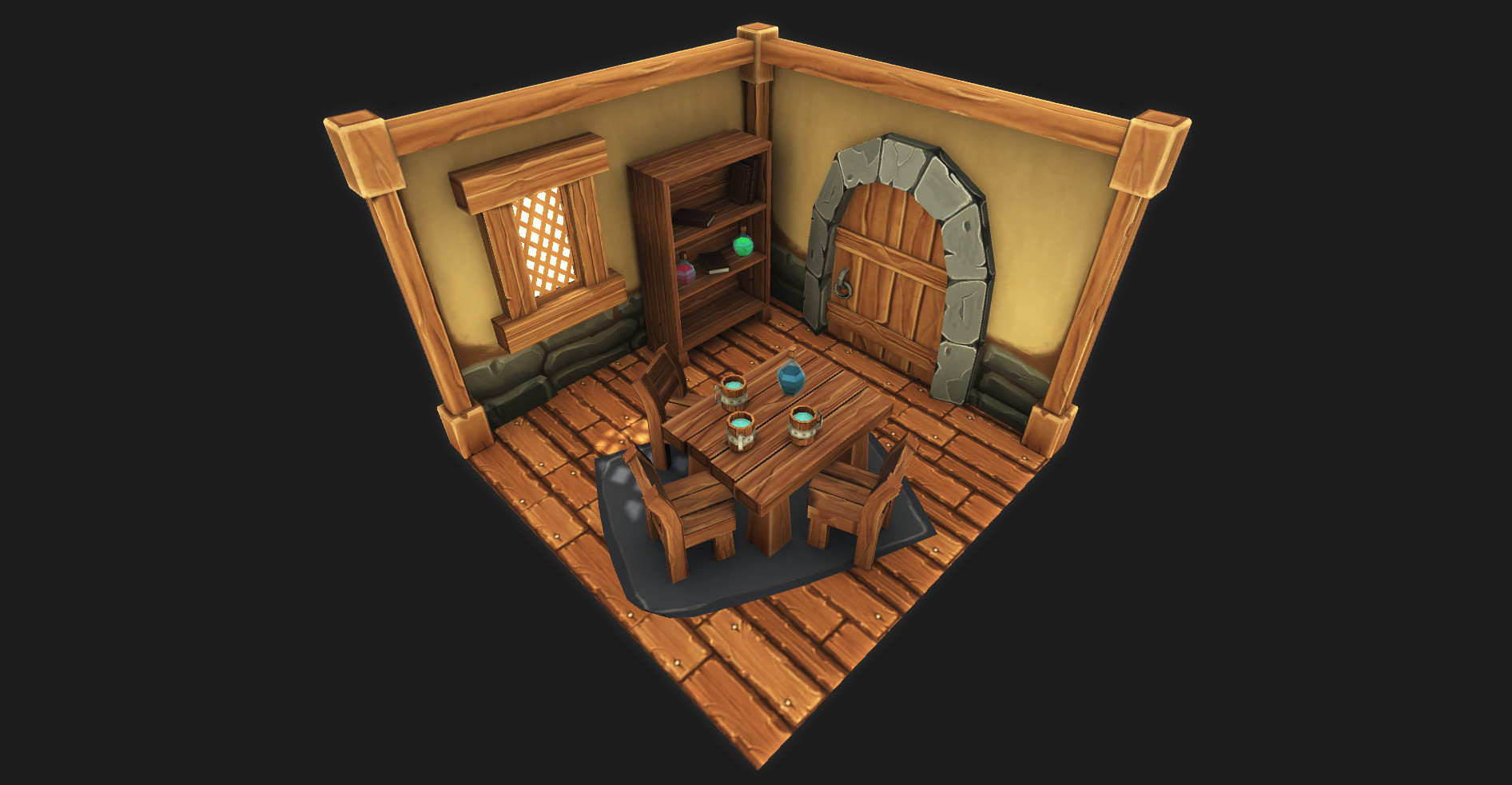 Artstation low poly medieval room
