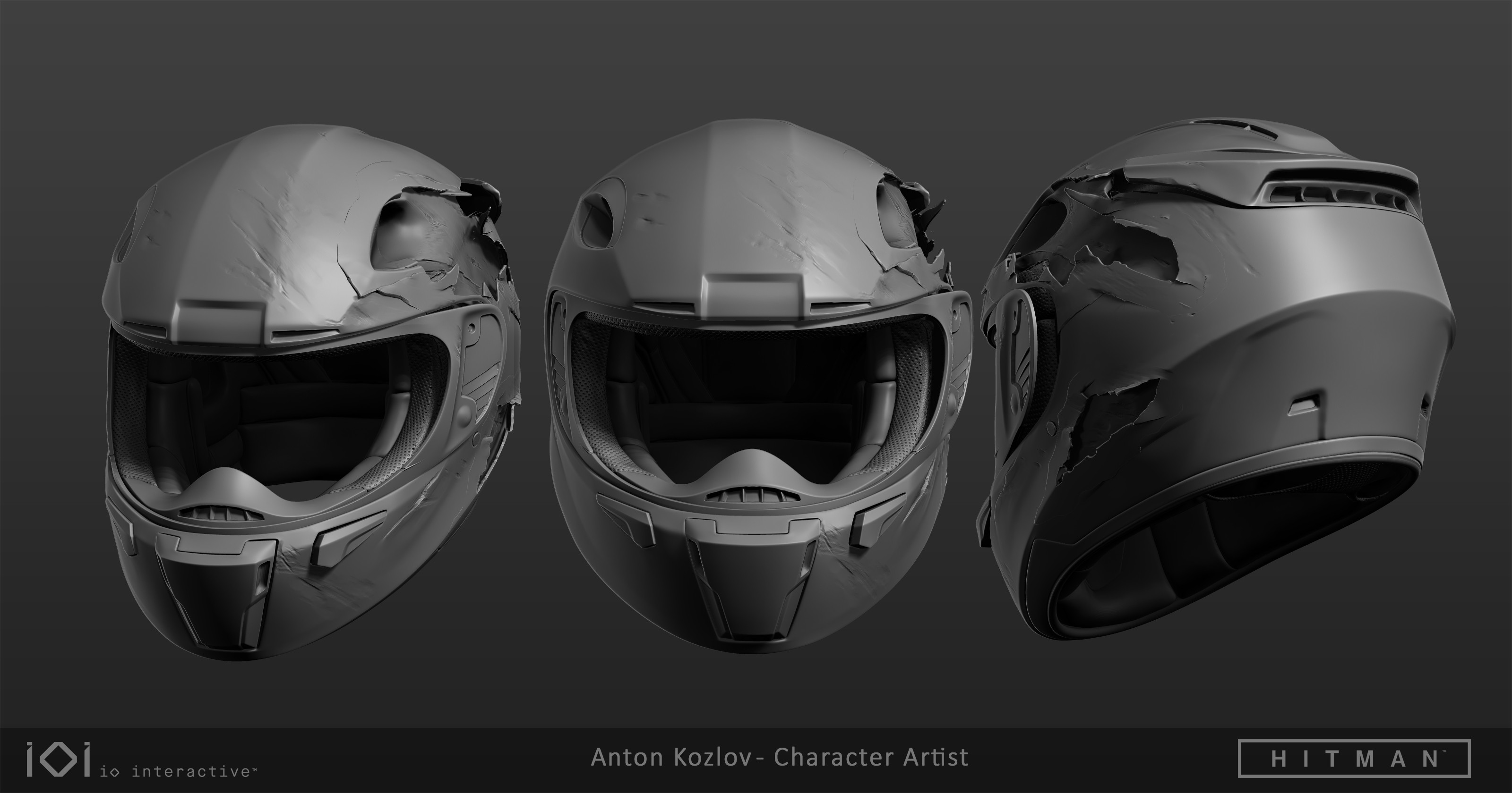 Anton Kozlov - Damaged Motorcycle Helmet - Hitman
