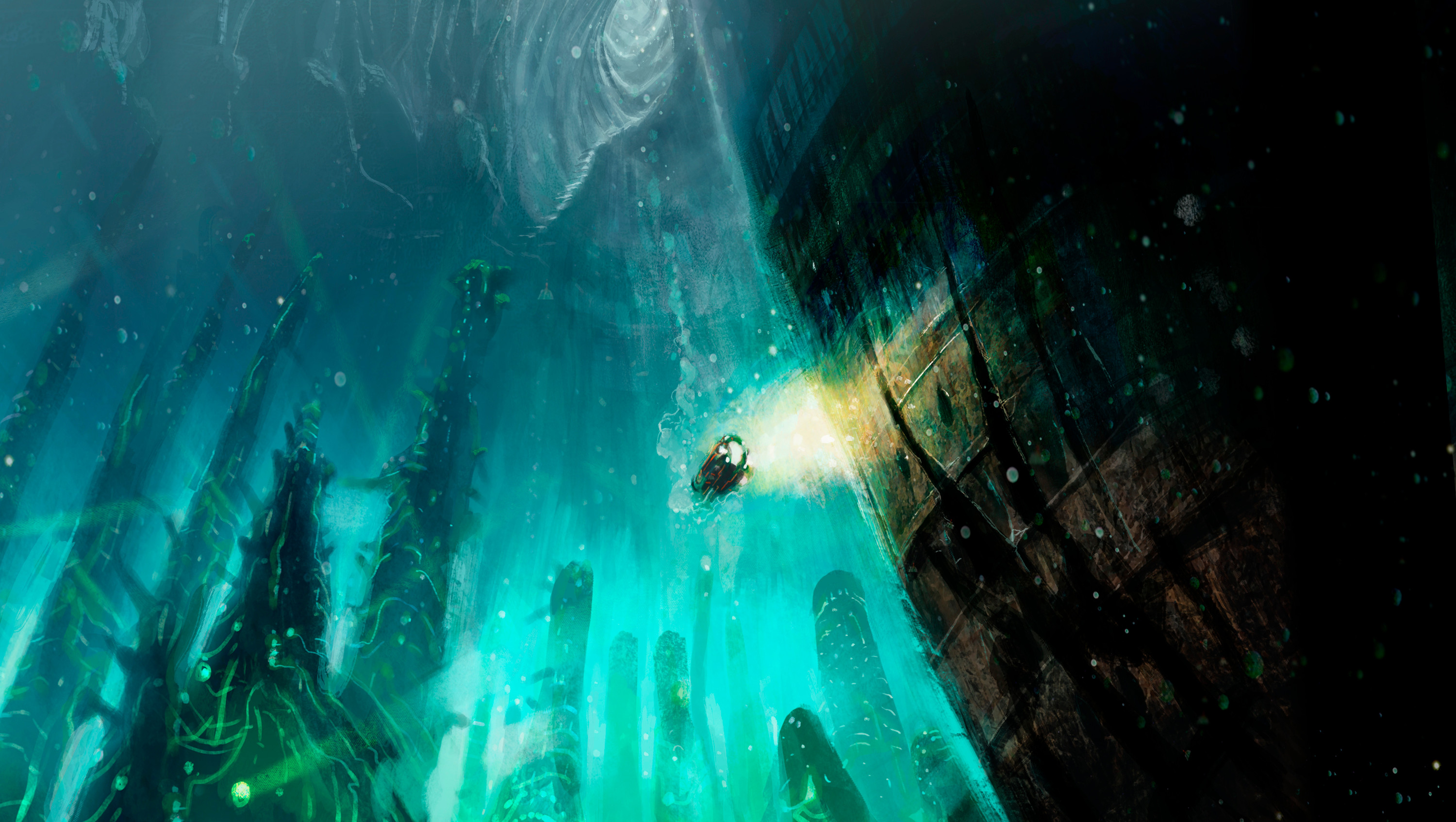 Kfr 03: The lost city submerged.
A giant cave.. a phosphorescent city.. and ...yes, you can see the Titanic Name on the side of the gigantic wreck.. (but his carcass was not lying at the bottom of the ocean far from there?).