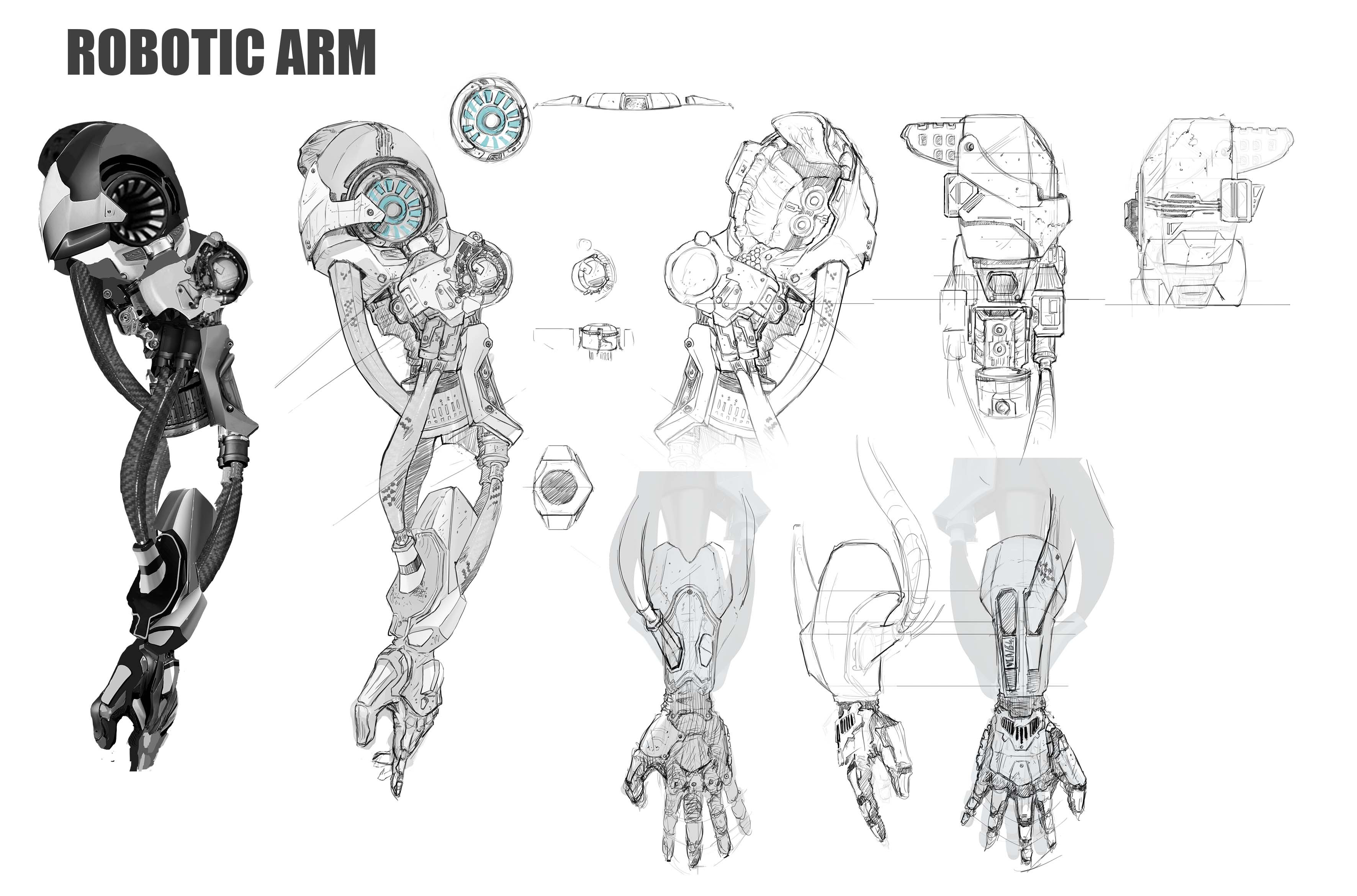 Robot arm, industrial machinery. technical illustration wire-frame. wall  mural • murals construction, technology, three-dimensional | myloview.com