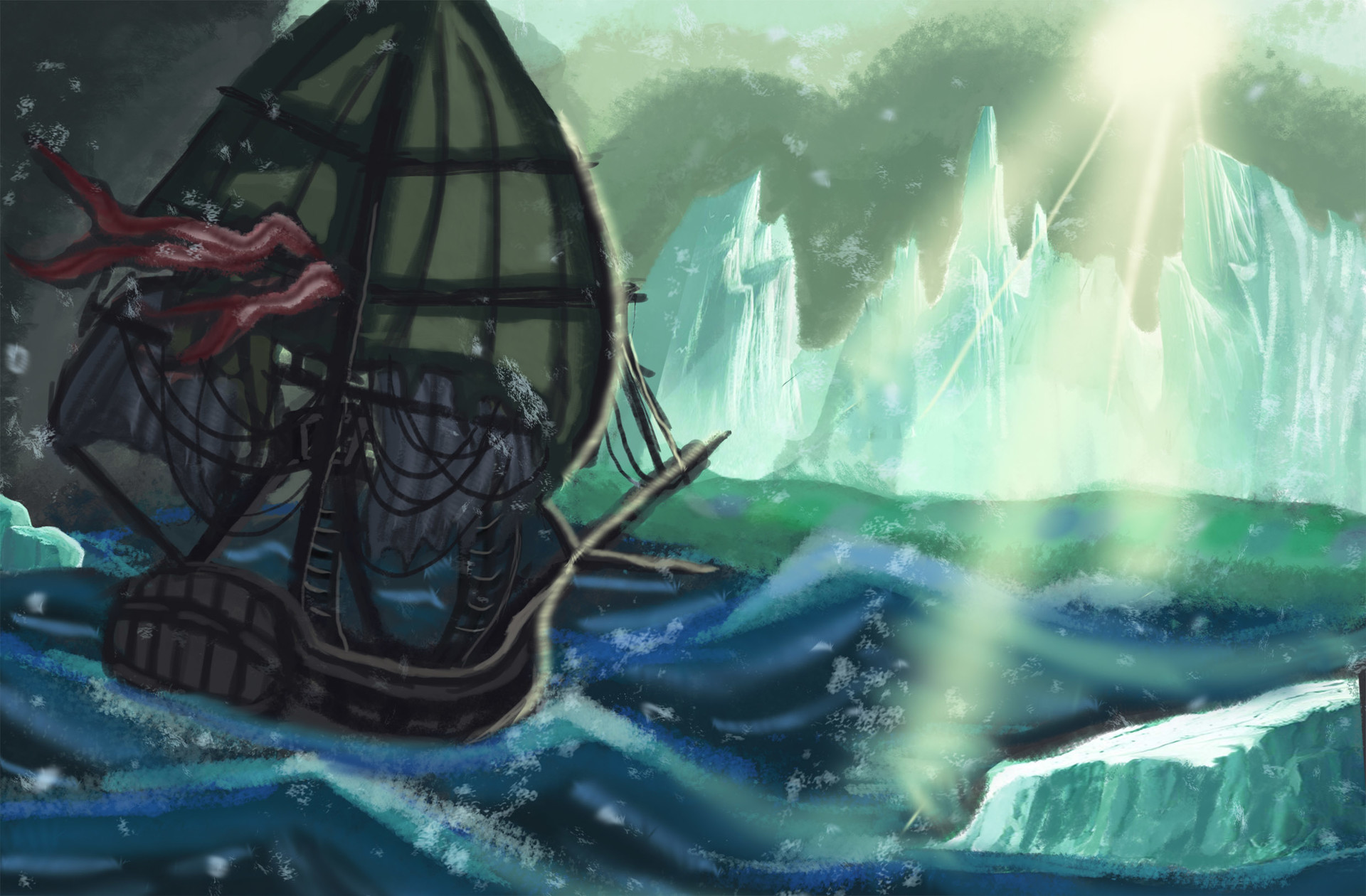 ArtStation - Backgrounds for the Ice Pirate Project