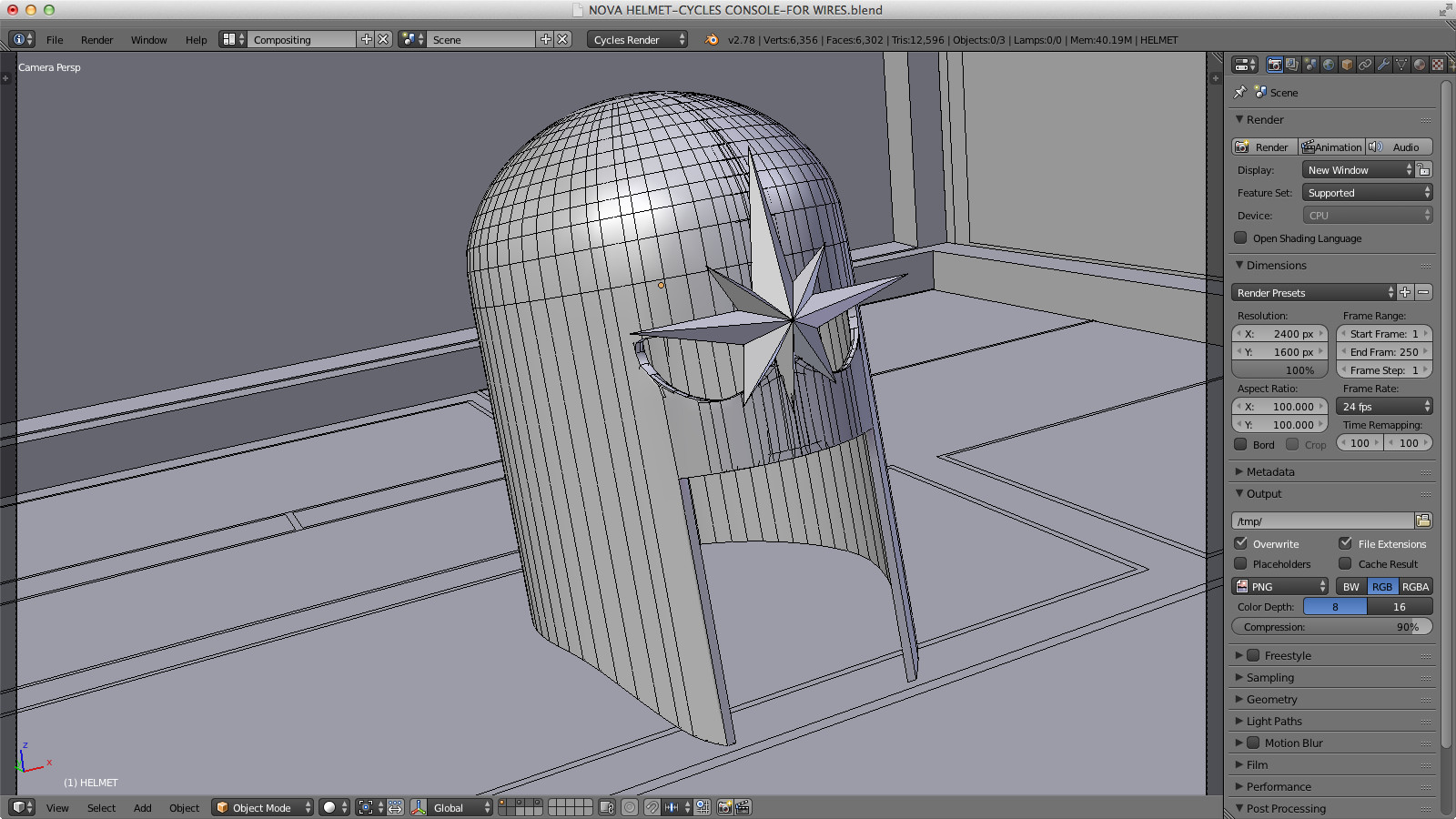 The scene set up in Blender.