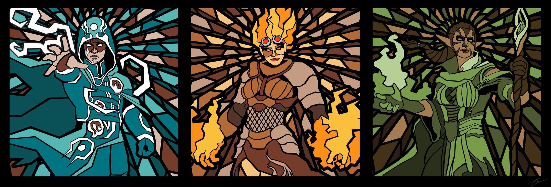 StainedGlass Planeswalkers by Tanner Corder