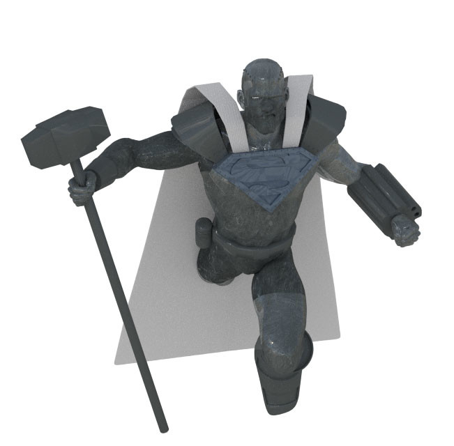 Basic pose in Blender. I had just added the basic cape mesh here.