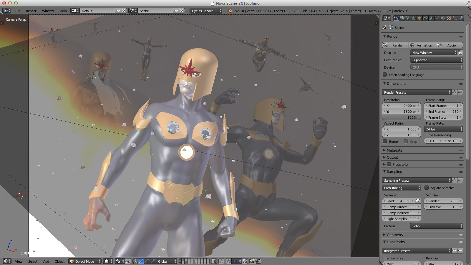 The scene as set up in Blender.