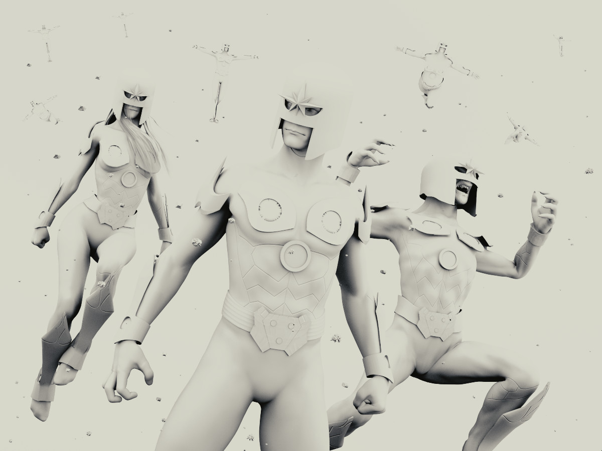 The ambient occlusion pass rendered out separately for compositing in Photoshop.