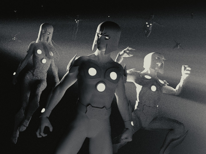 The shadow pass rendered out separately for compositing in Photoshop.