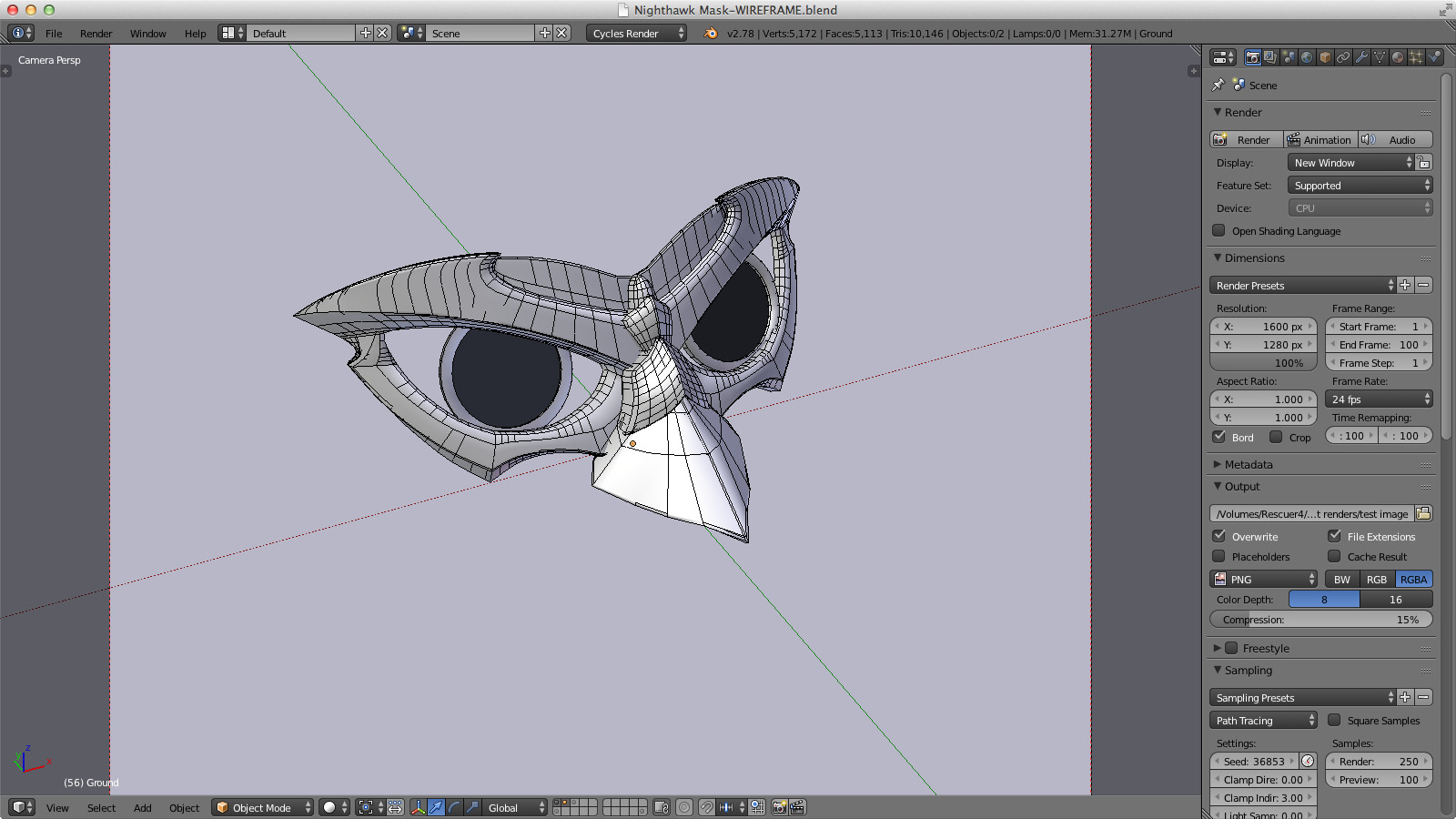 A shot of the mask in Blender.