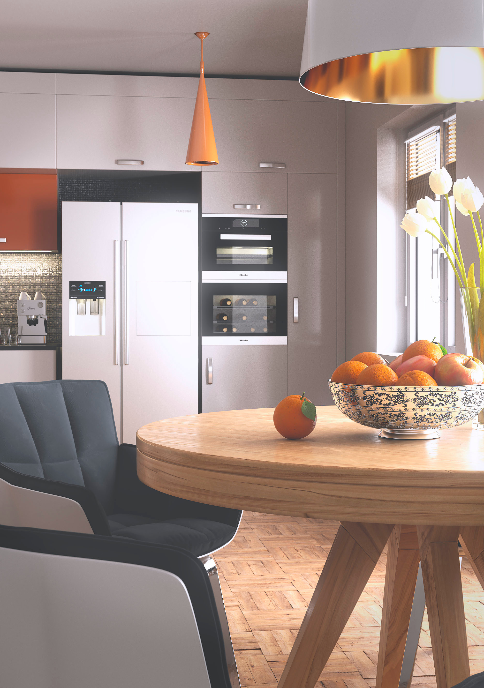 Orange in the Kitchen - High Resolution with PBR material changes